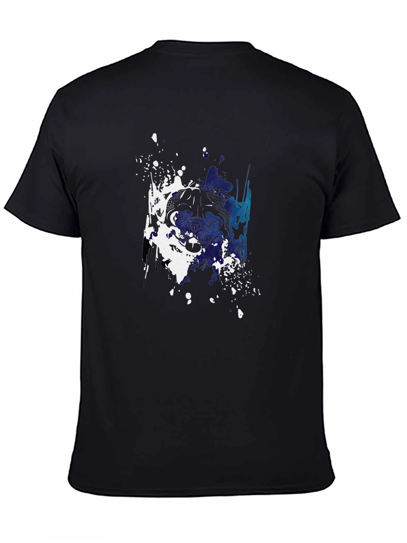 Black Dog Splatter Art Black T-Shirt view 4