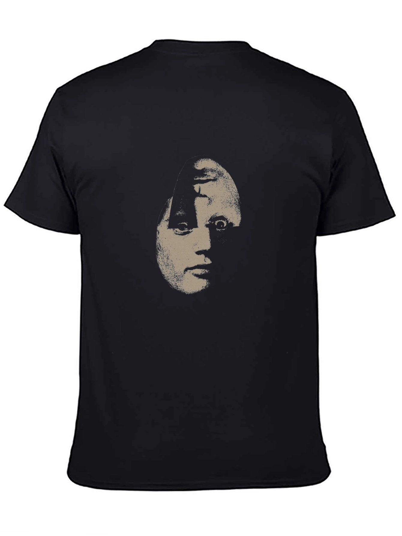 Black Creepy Face Graphic Black T-Shirt view 4