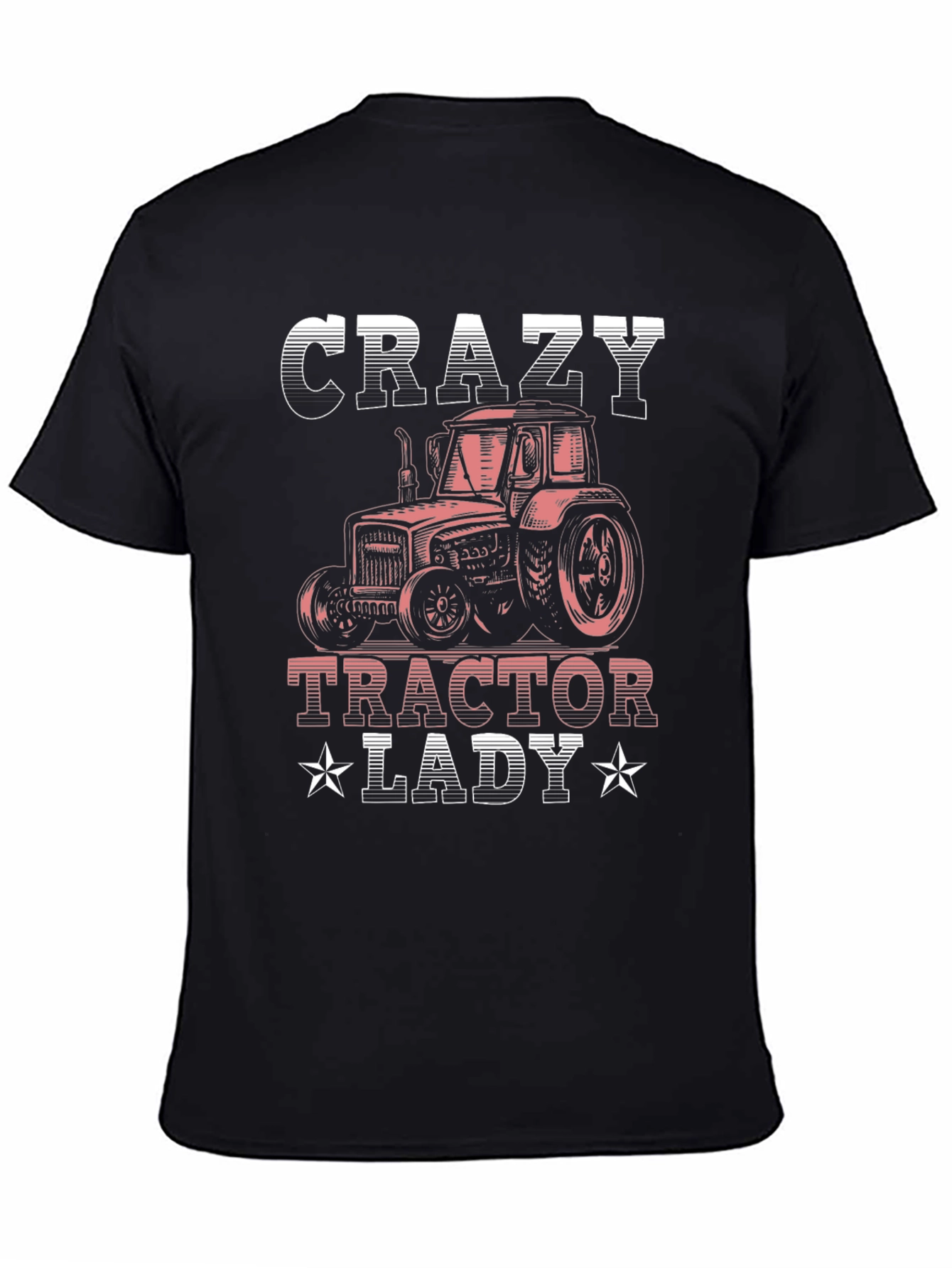 Black Crazy Tractor Lady Graphic Tee - Farm Life T-Shirt view 4