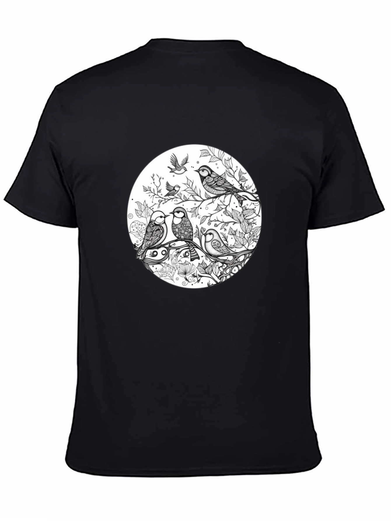 Black Nature's Song Tee: Bird Branch Graphic T-Shirt view 4