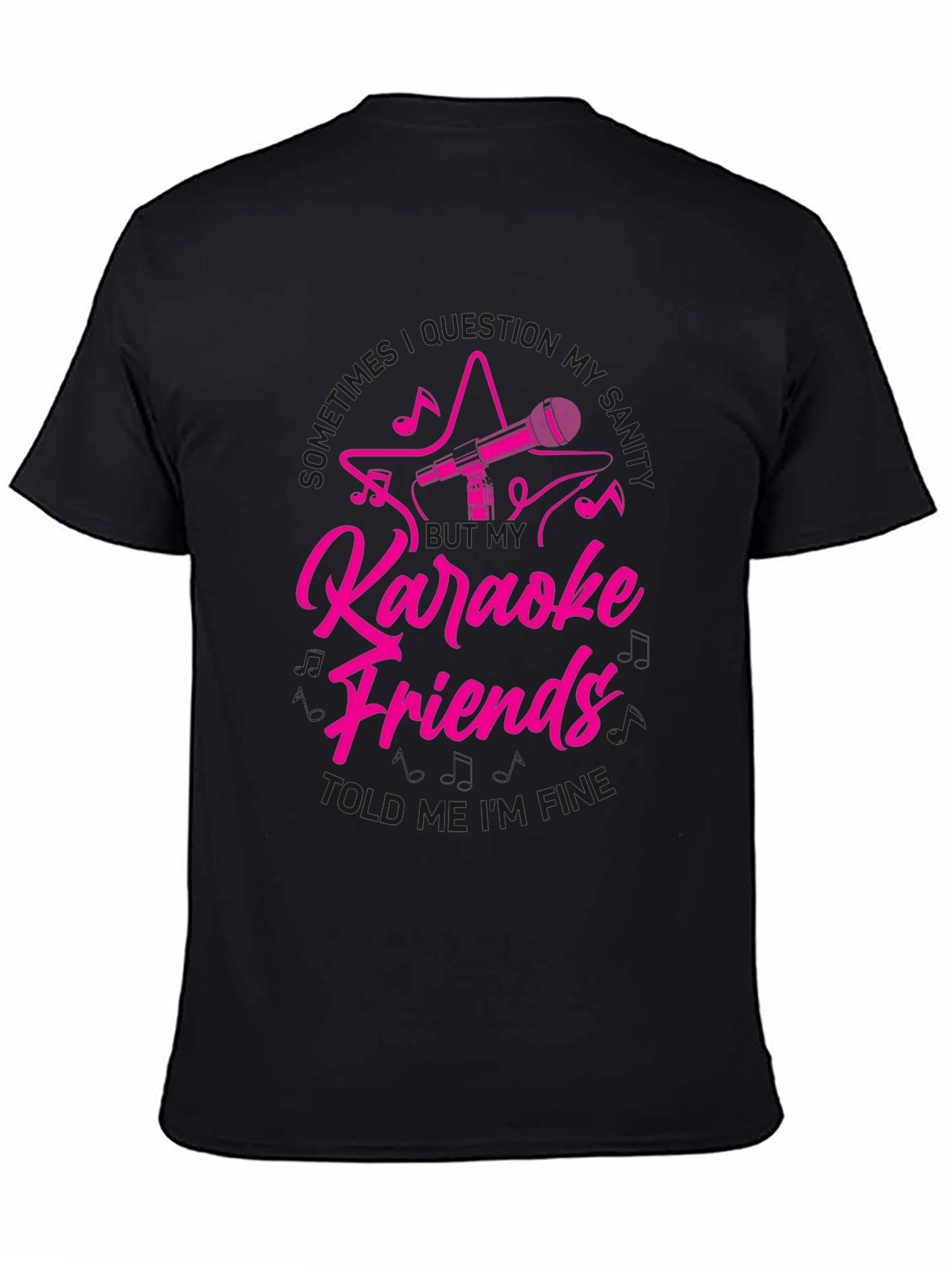 Black Karaoke Friends Funny Graphic Tee Shirt view 4
