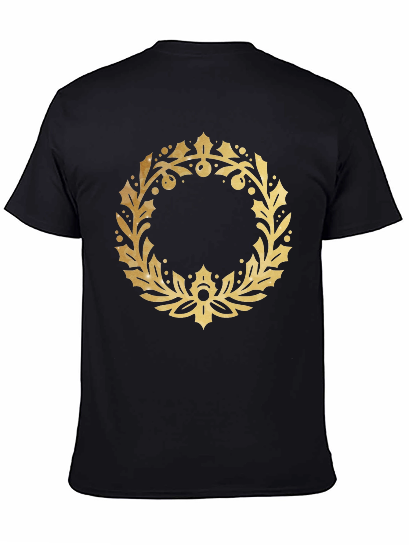 Black Gold Wreath Graphic Black T-Shirt view 4