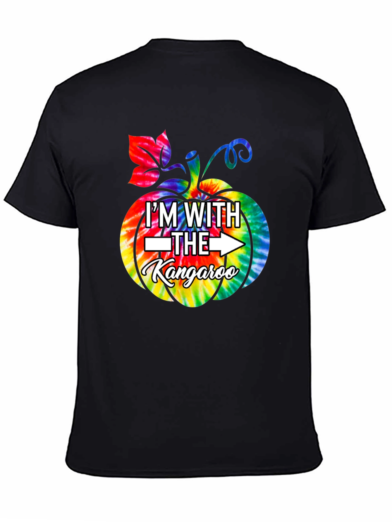 Black I'm With The Kangaroo Tie Dye Pumpkin T-Shirt view 4