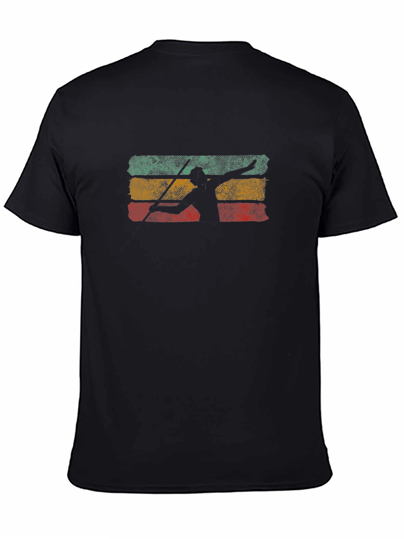 Black Retro Javelin Thrower Graphic T-Shirt view 4