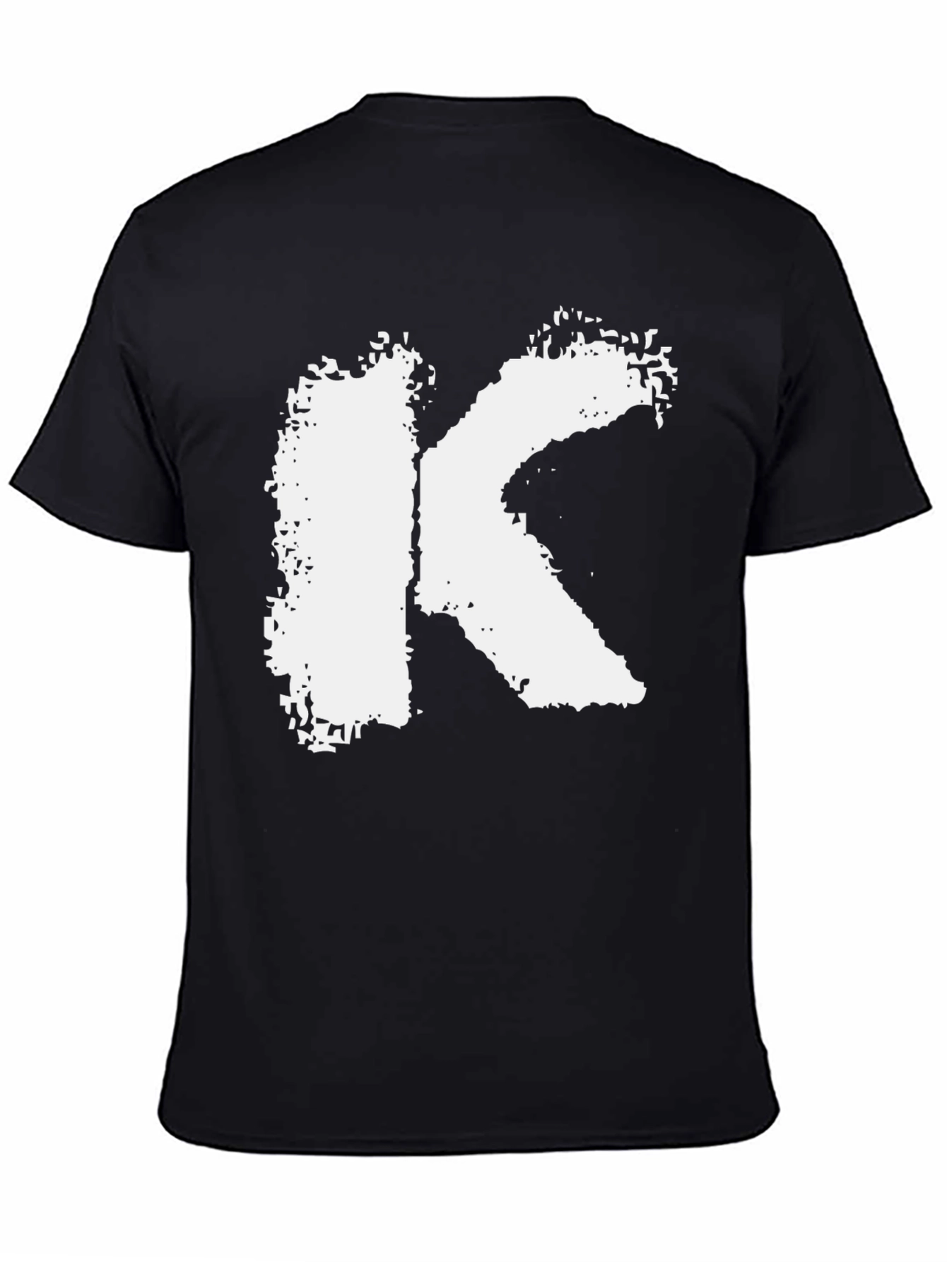 Black Bold White Letter K Graphic Black T-Shirt view 4