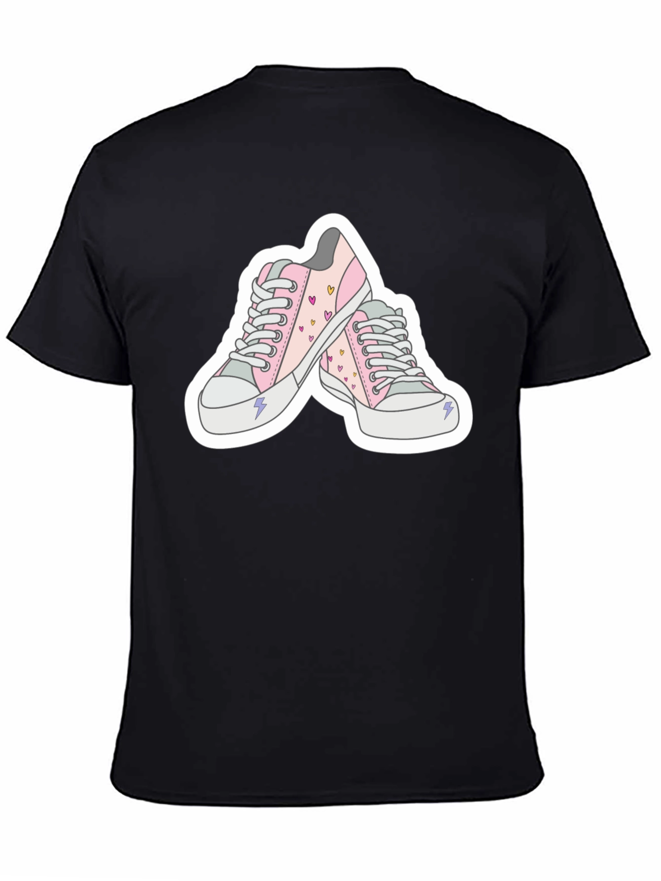 Black Sneaker Tee - Pink Heart Sneakers view 4