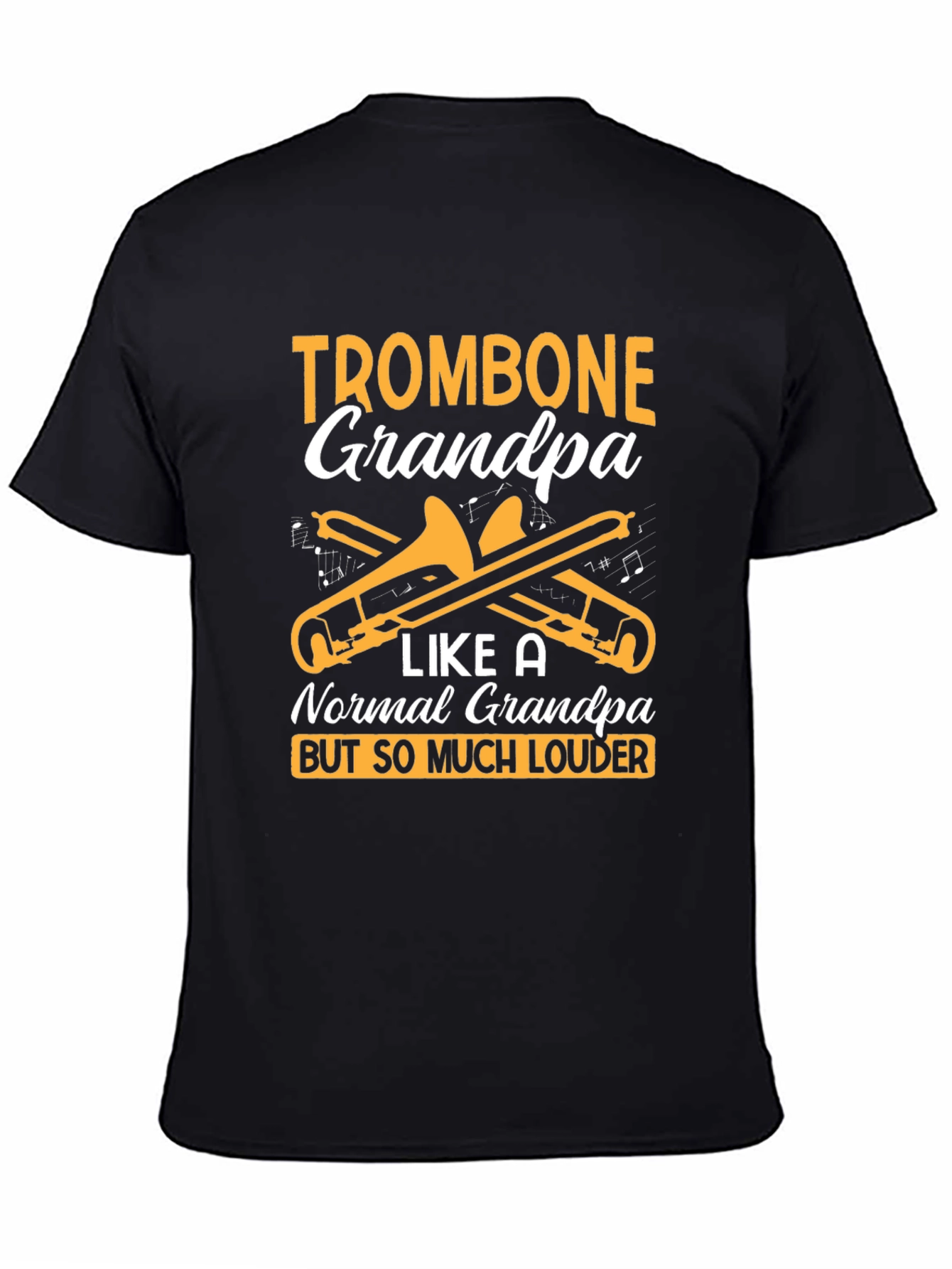 Black Trombone Grandpa T-Shirt - Loud & Proud Musician view 4