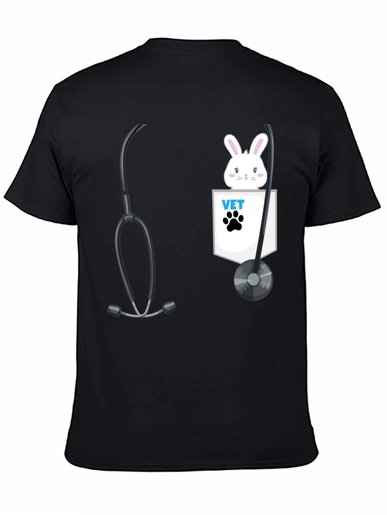 Black Vet Bunny Pocket T-Shirt view 4