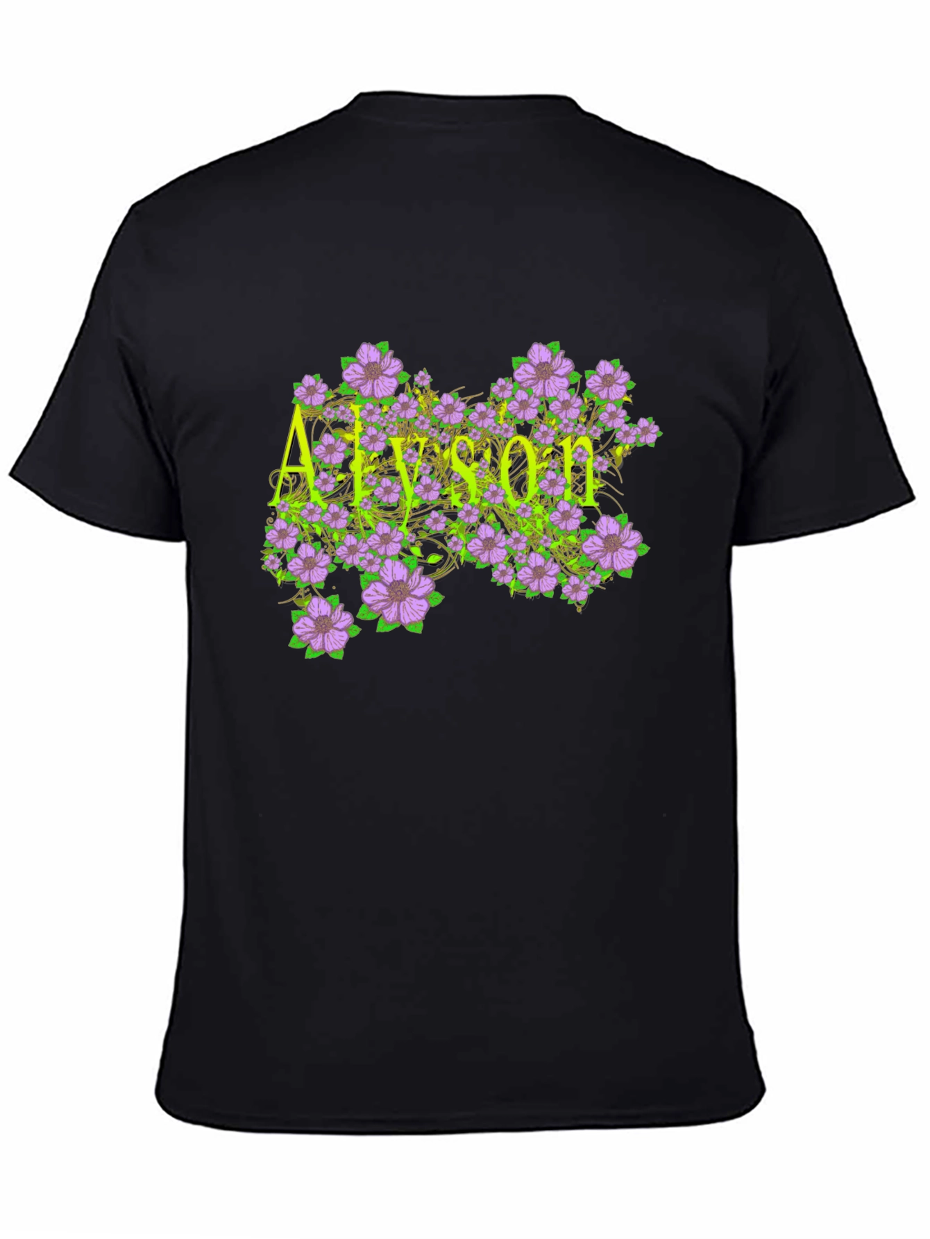 Black Alyson Floral Personalized Black T-Shirt view 4