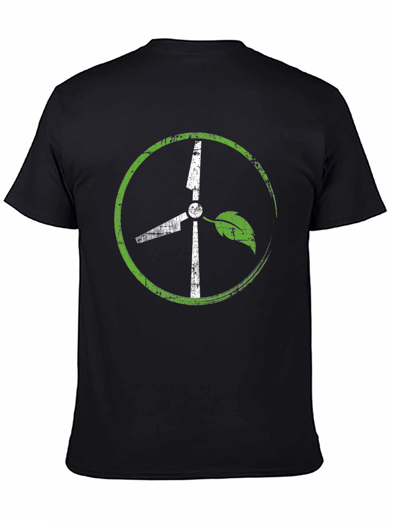 Black Eco-Friendly Wind Turbine Graphic T-Shirt view 4