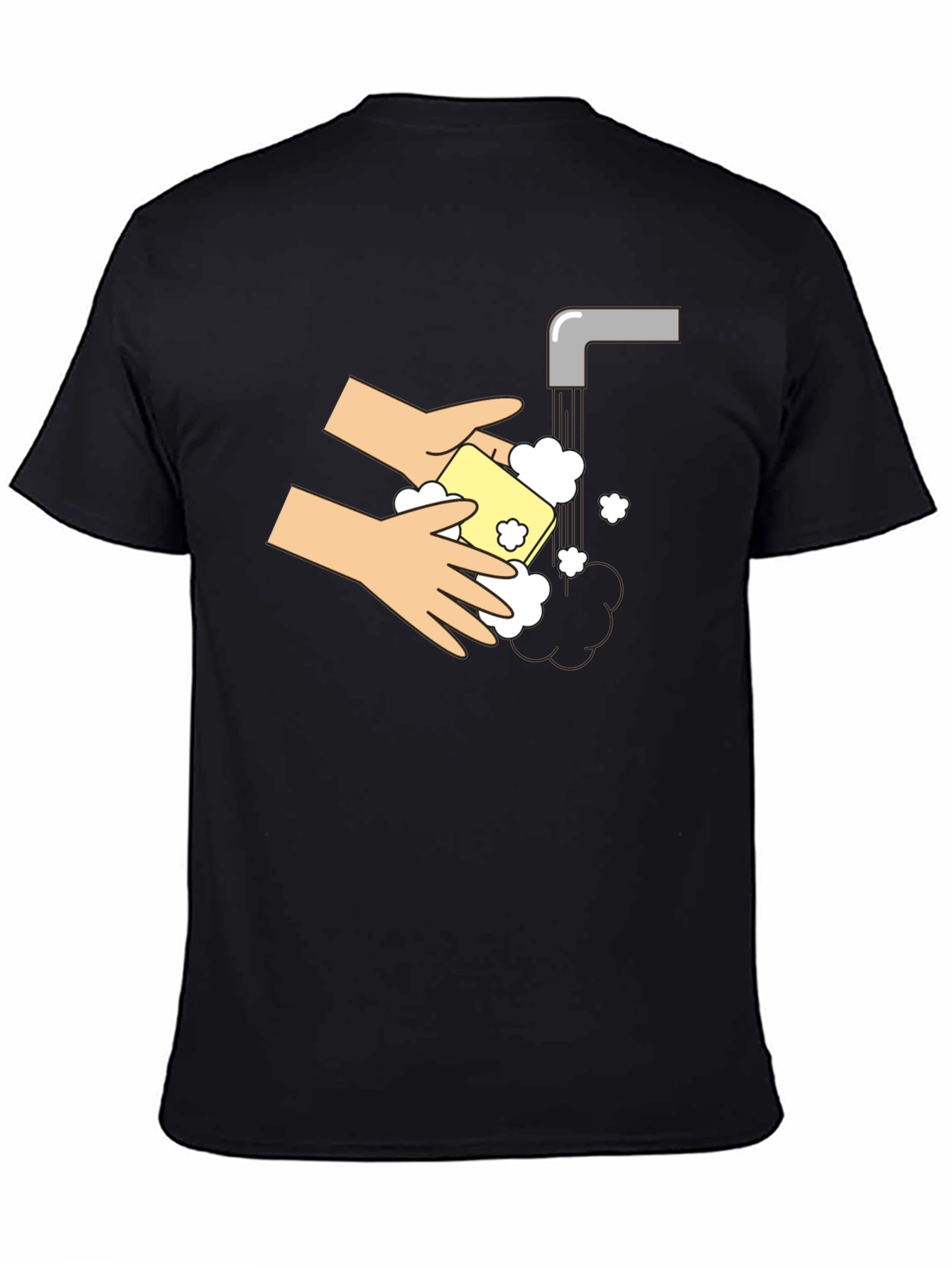 Black Wash Your Hands Graphic T-Shirt view 4