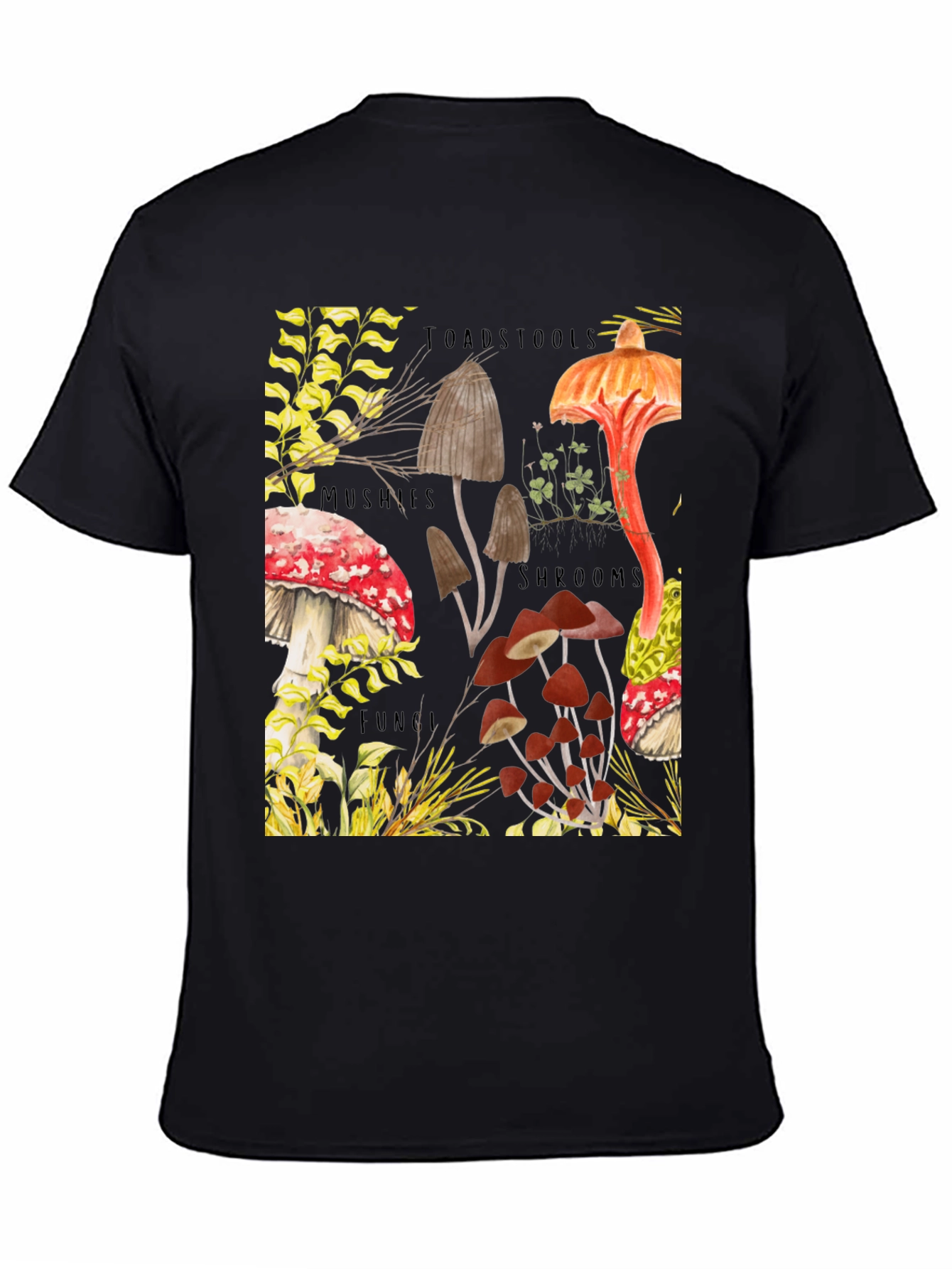 Black Mushroom Print T-Shirt - Fun Guy Apparel view 4
