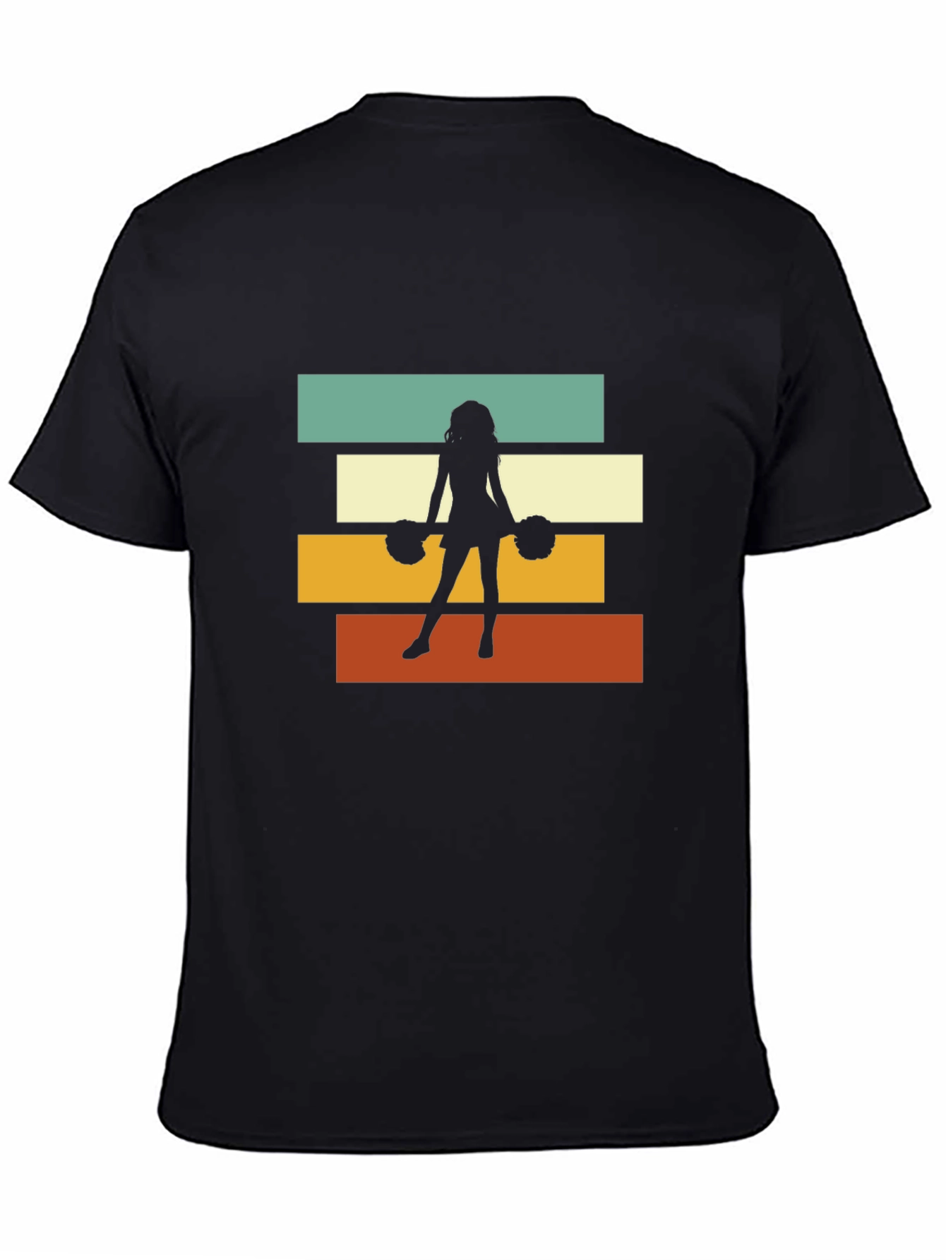 Black Retro Cheerleader T-Shirt - Vintage Style Design view 4