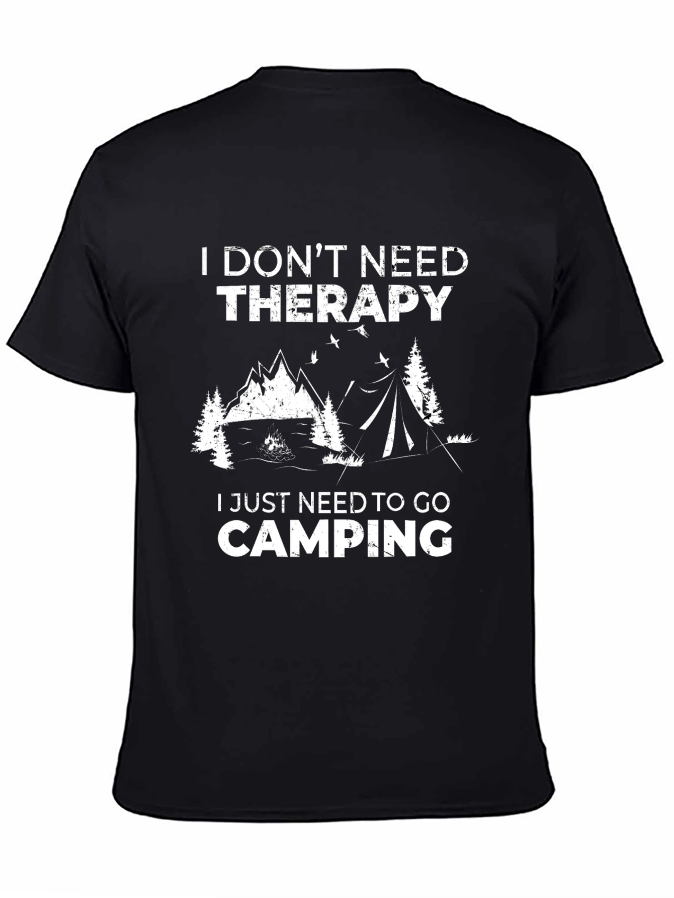 Black Camping Therapy T-Shirt view 4