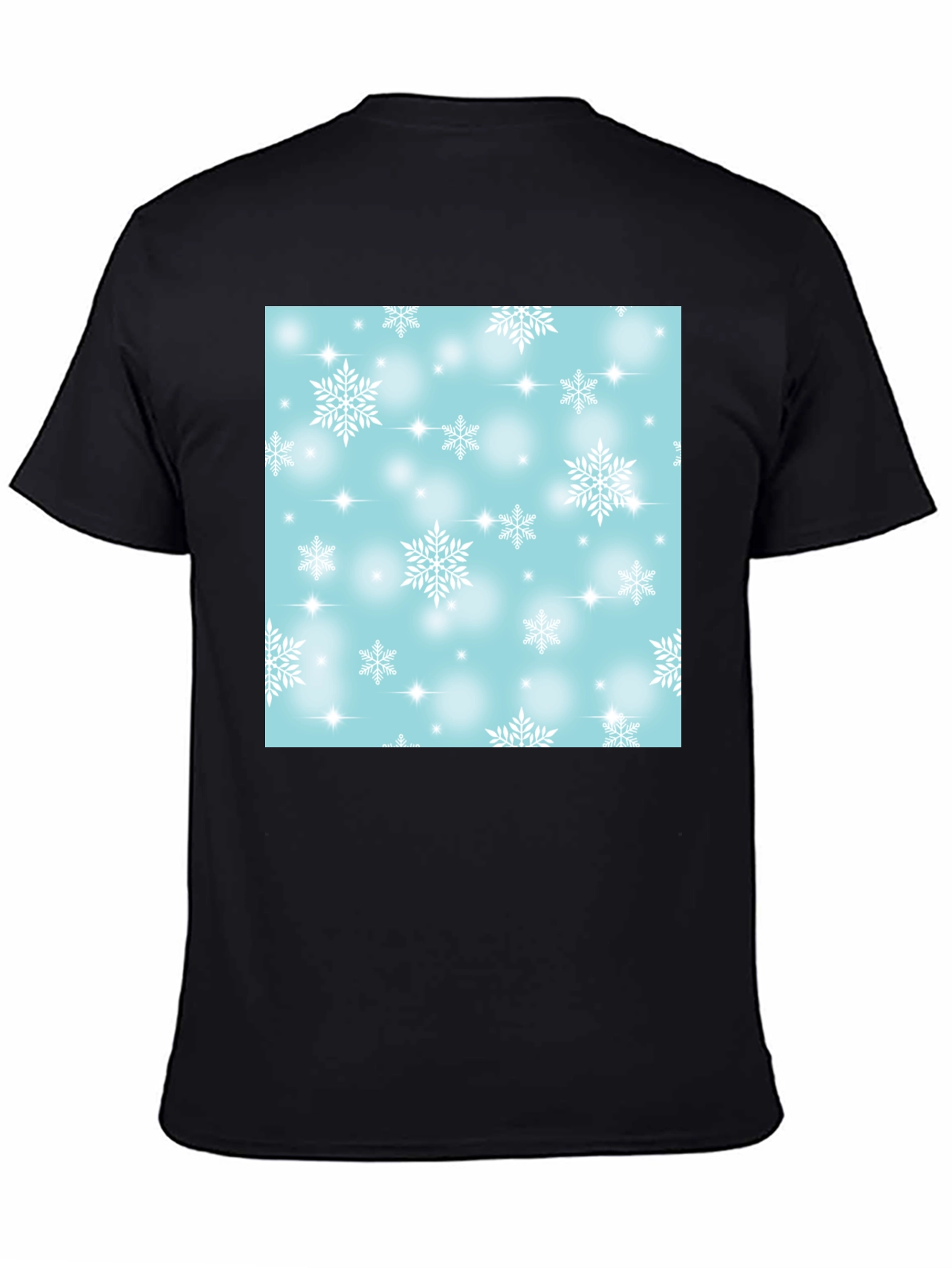 Black Snowflake Pattern T-Shirt - Winter Festive Tee view 4