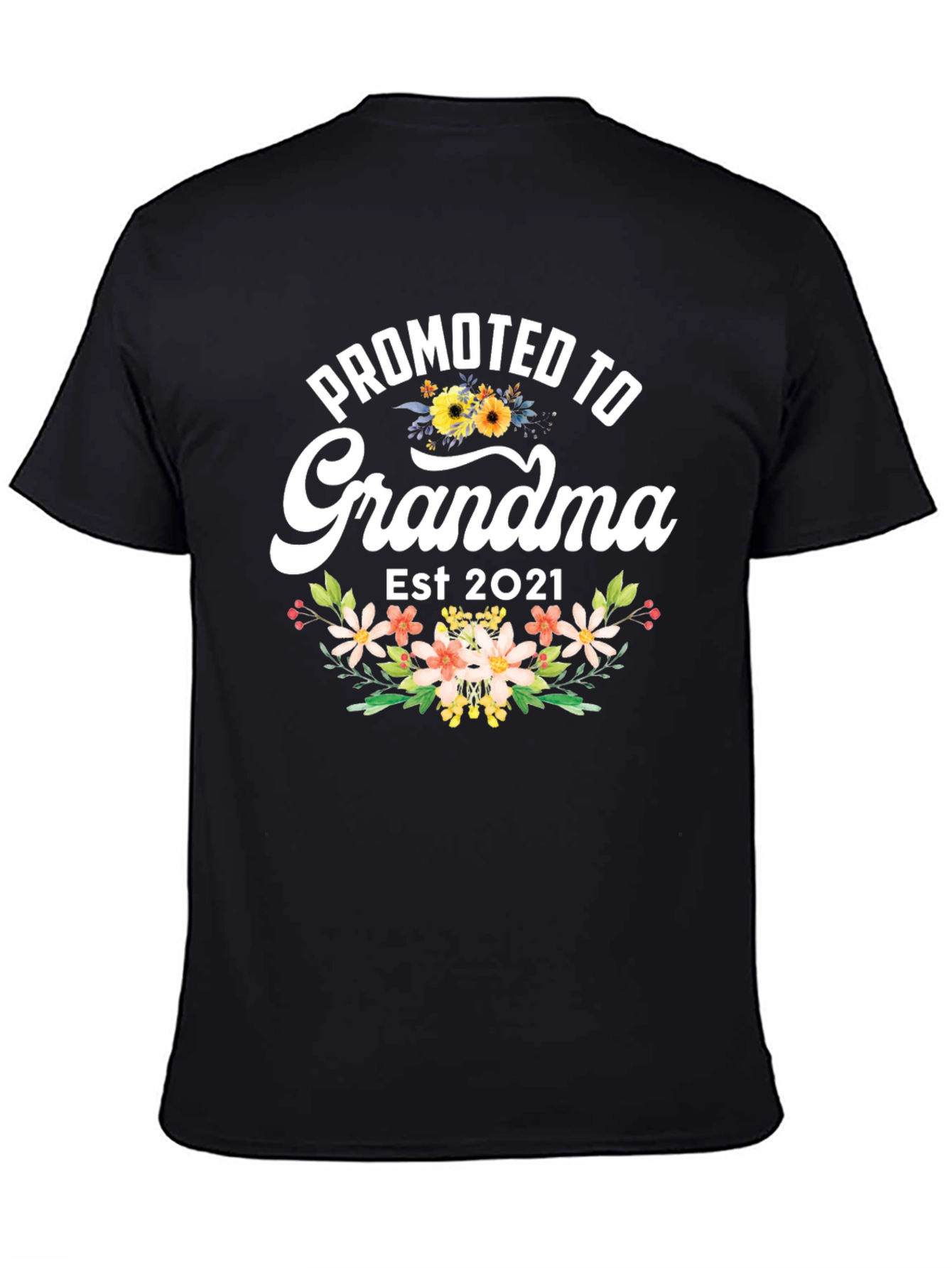 Black Promoted to Grandma Est 2021 T-Shirt view 4
