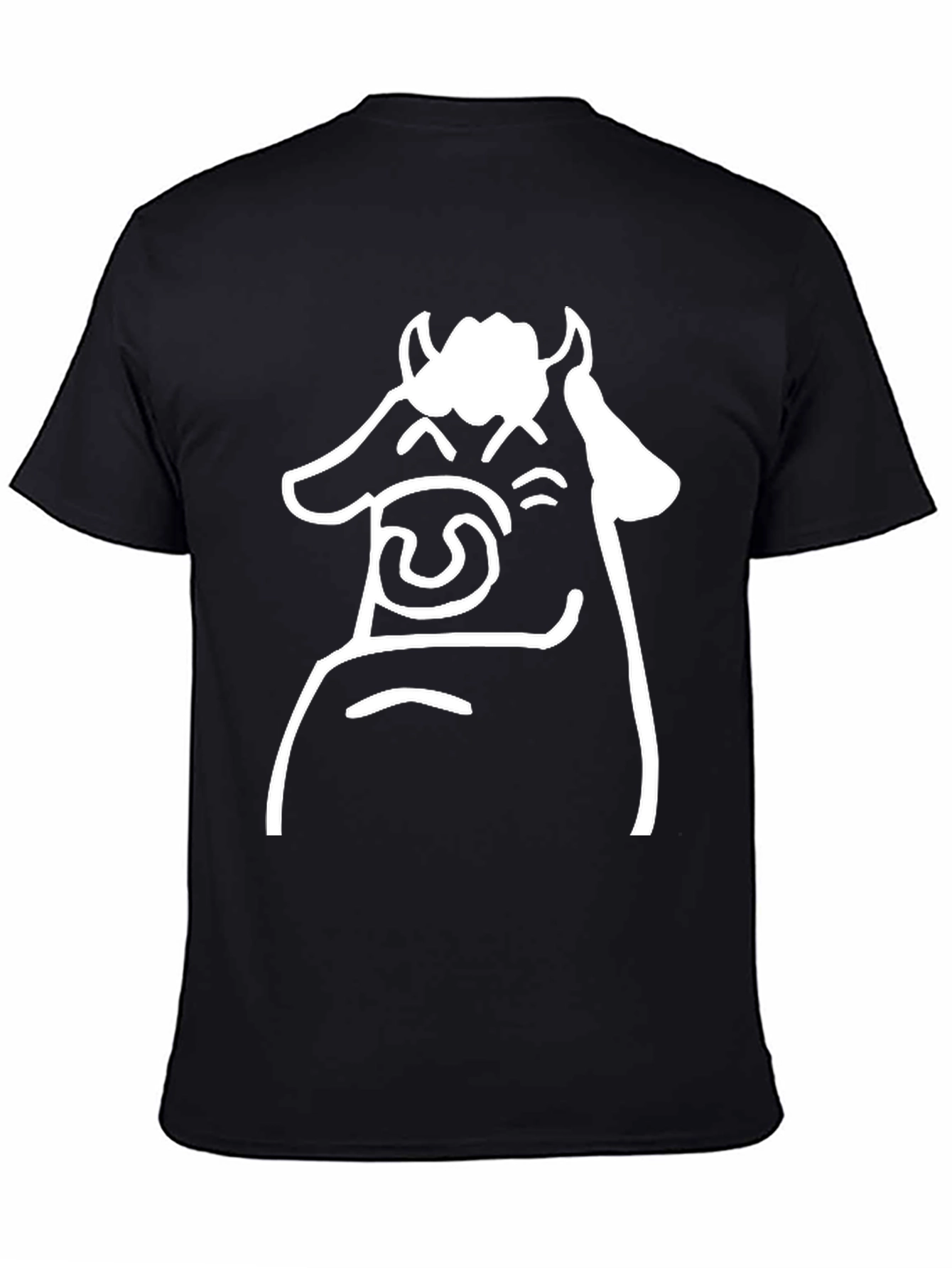 Black Cartoon Cow Graphic Tee - Black T-Shirt view 4