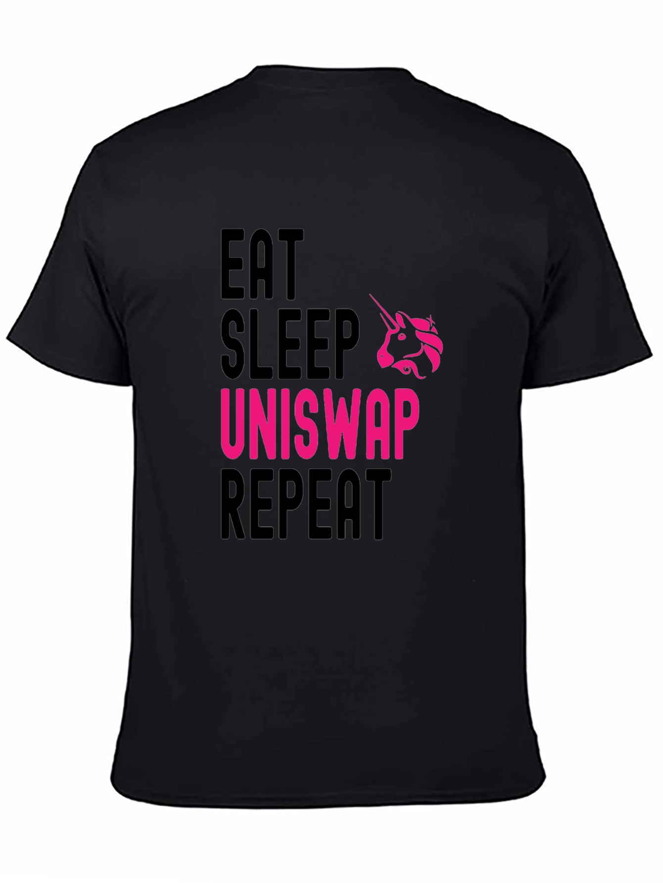 Black Eat Sleep Uniswap Repeat Black T-Shirt view 4