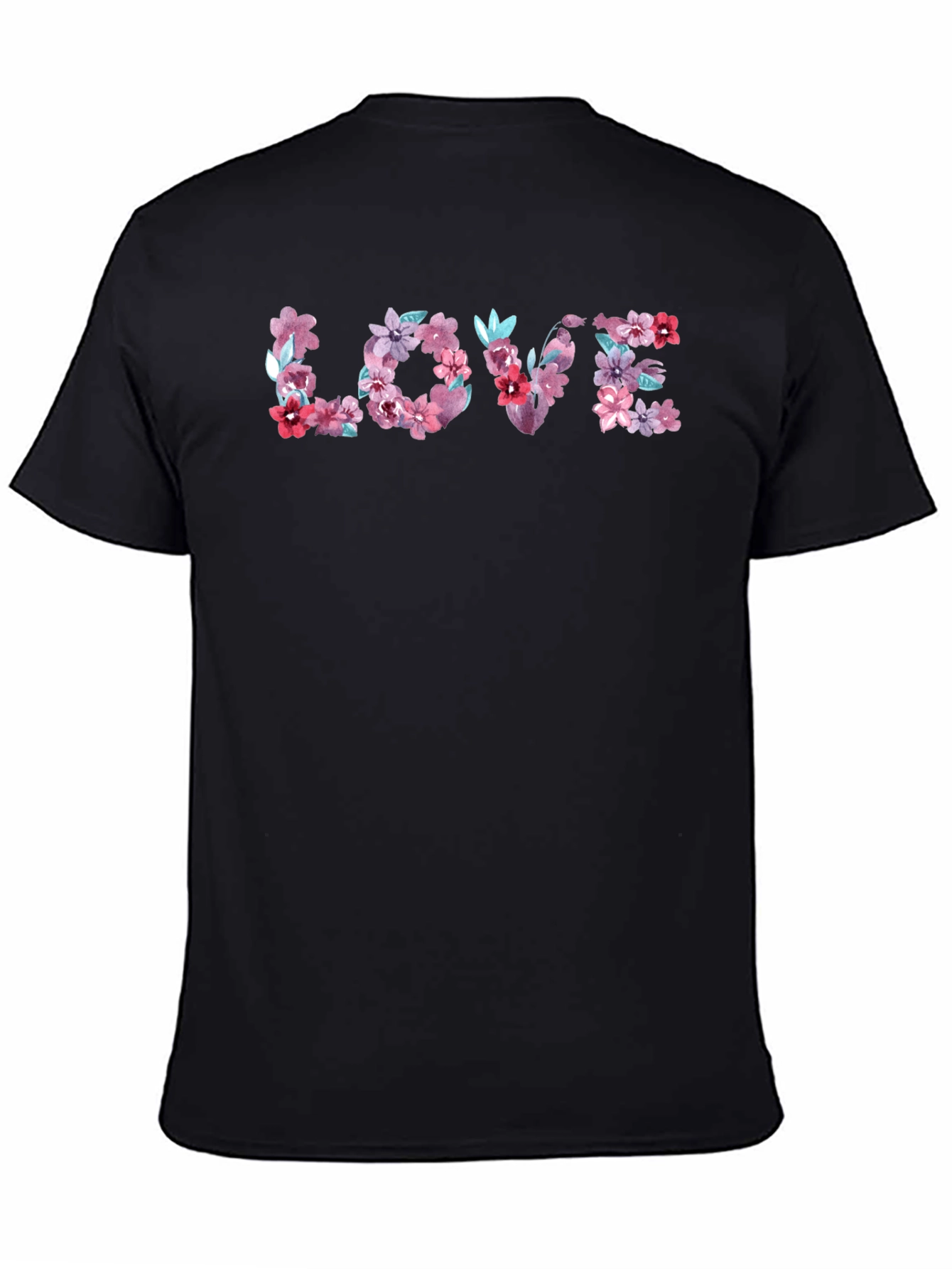 Black Floral LOVE Graphic Tee - Men's Black T-Shirt view 4