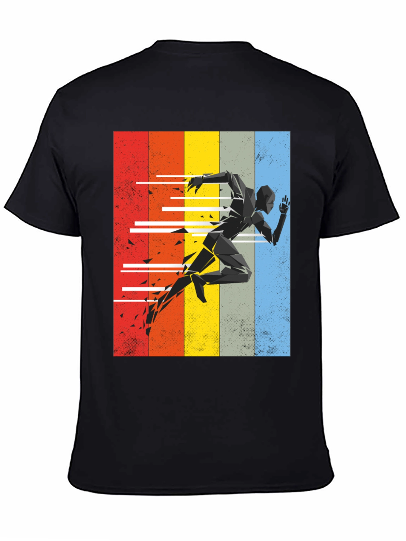 Black Geometric Runner Graphic Tee - Retro Style view 4