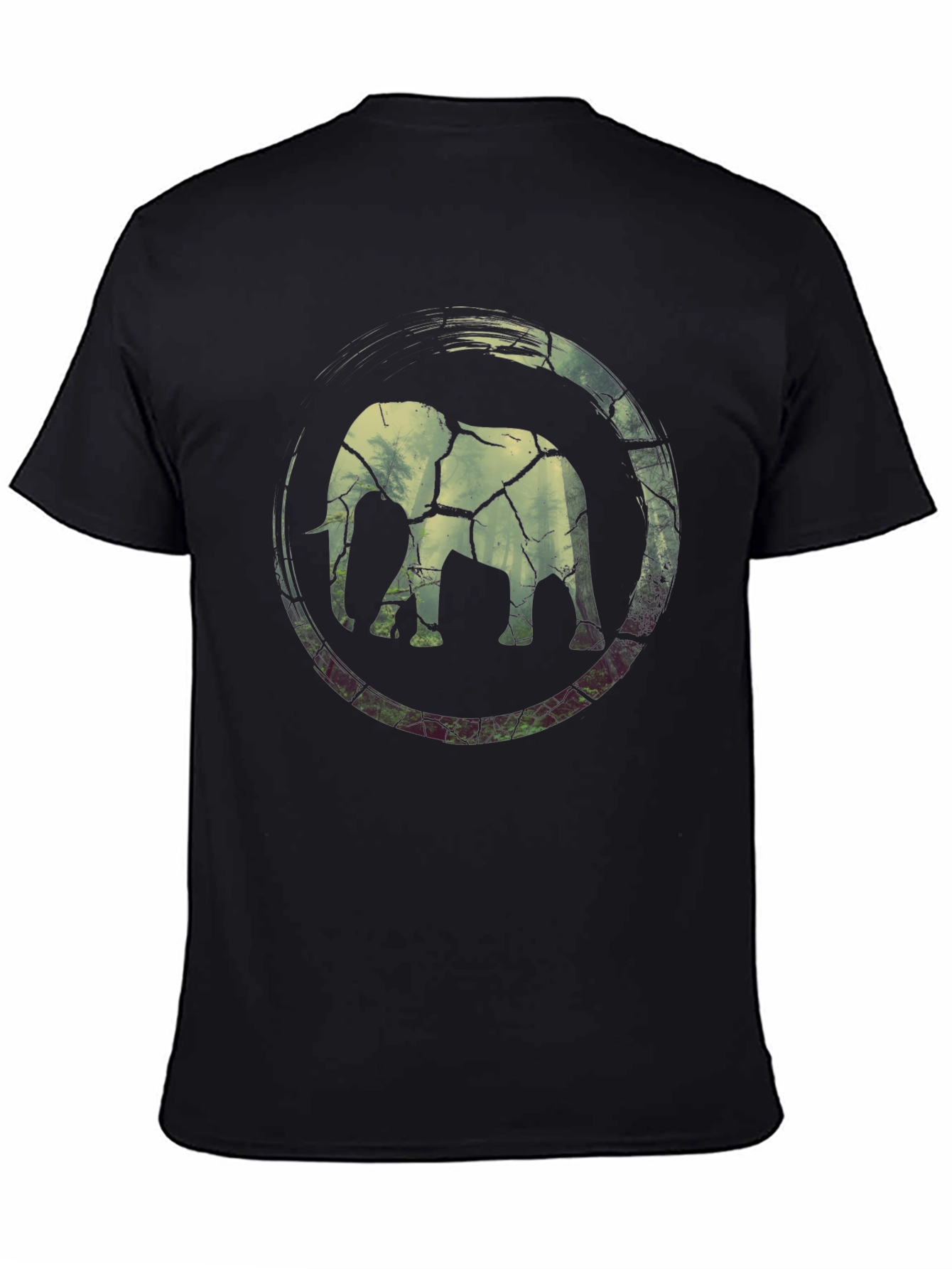 Black Elephant Graphic Print Black T-Shirt view 4