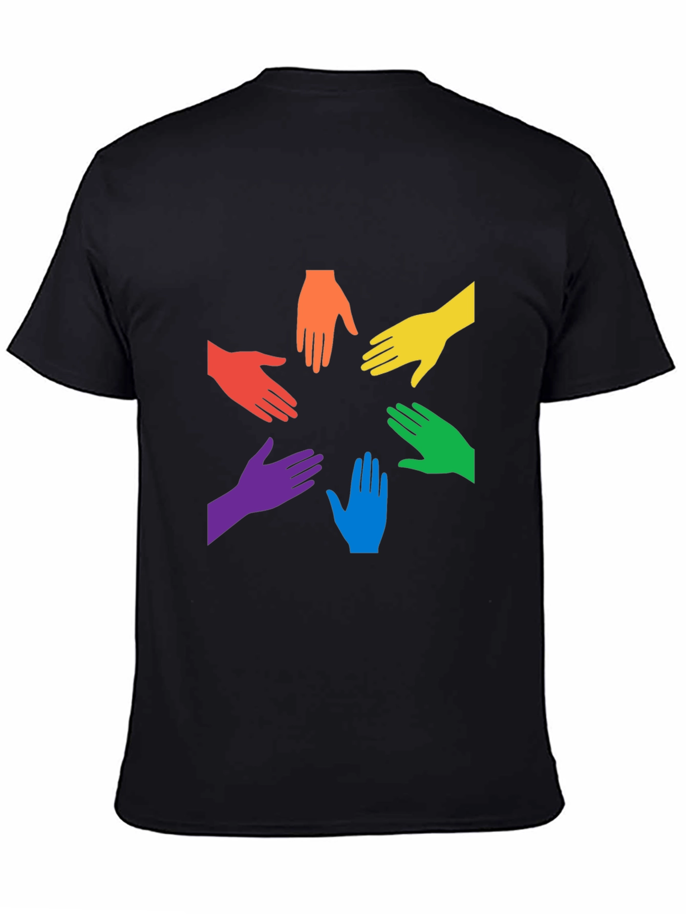Black Unity Rainbow Hands Graphic T-Shirt view 4