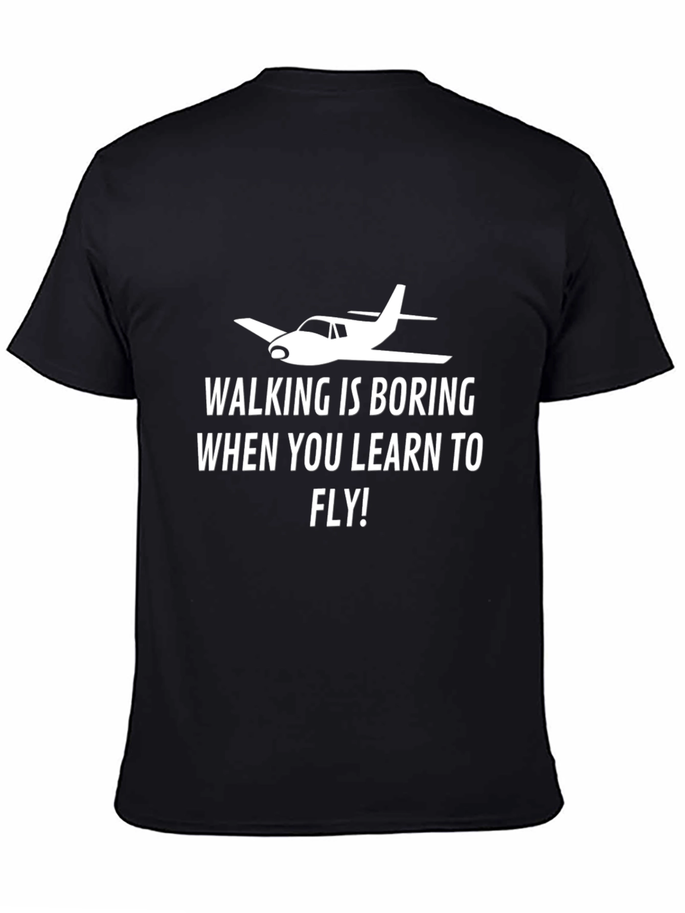 Black Walking is Boring T-Shirt - Aviation Tee view 4