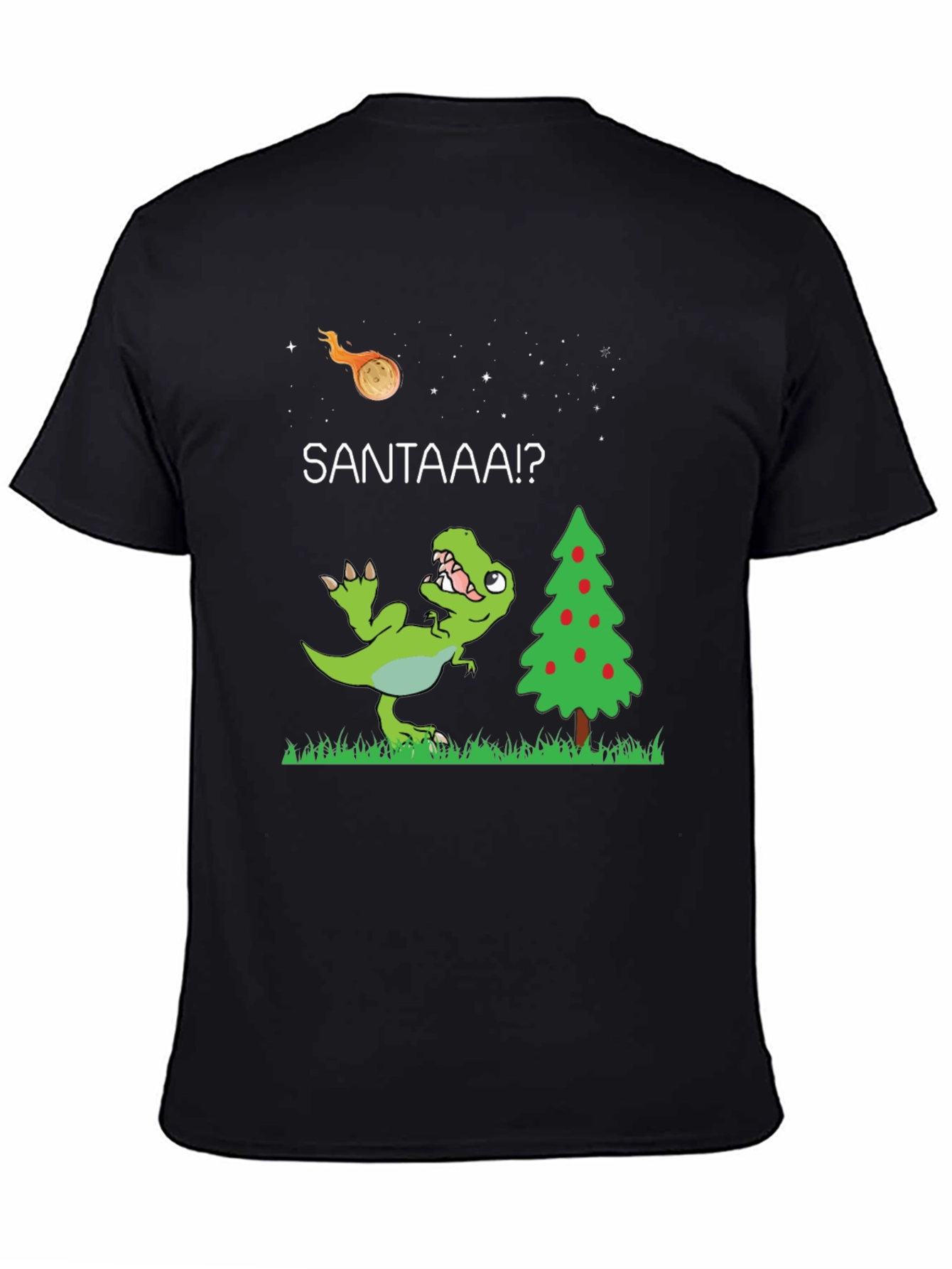 Black Dino Christmas T-Shirt: Santa Meteor! view 4