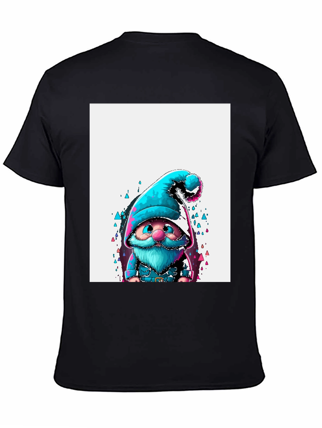 Black Whimsical Gnome Graphic Tee - Black Unisex T-Shirt view 4