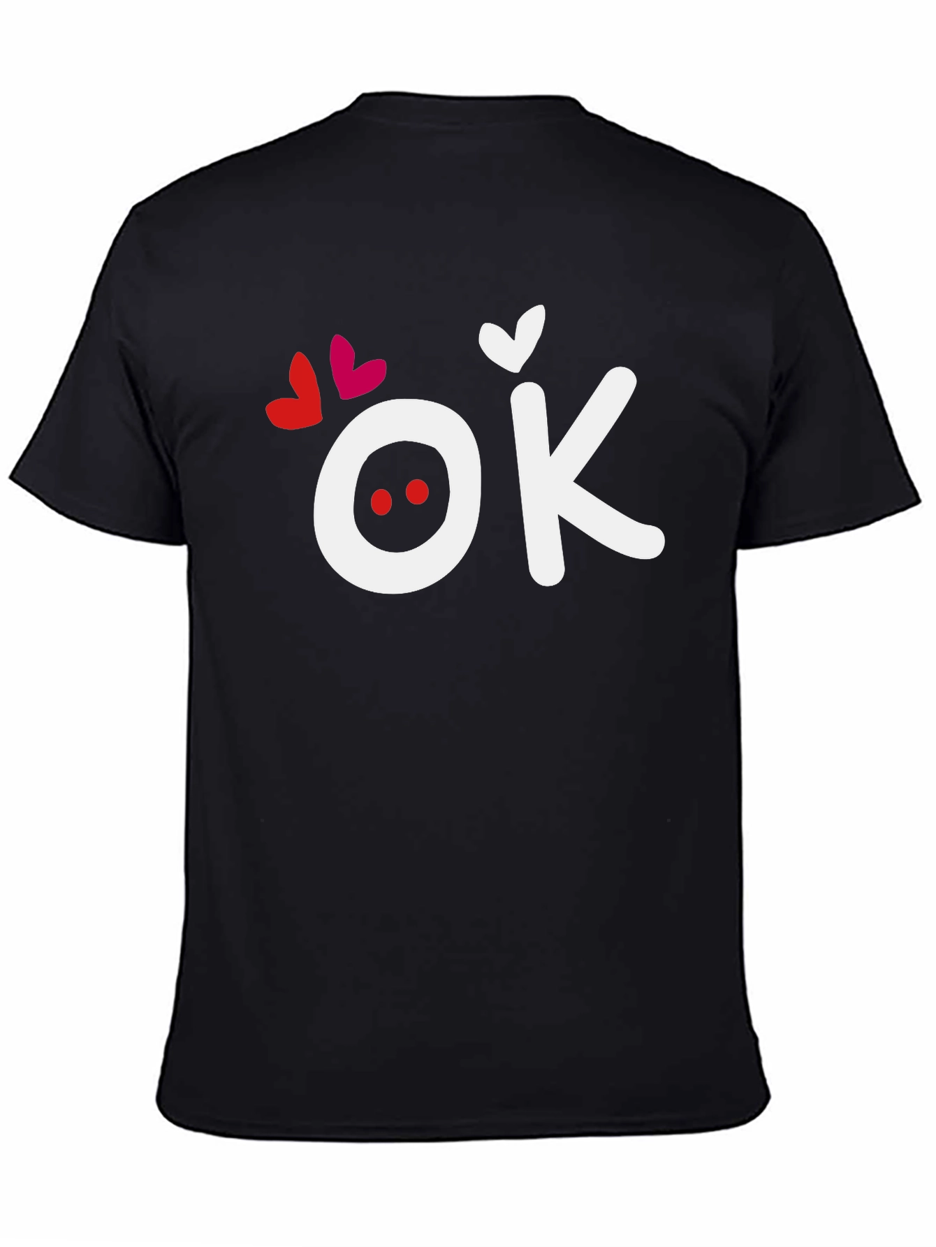 Black OK Hearts Graphic Tee - Soft Black T-Shirt view 4