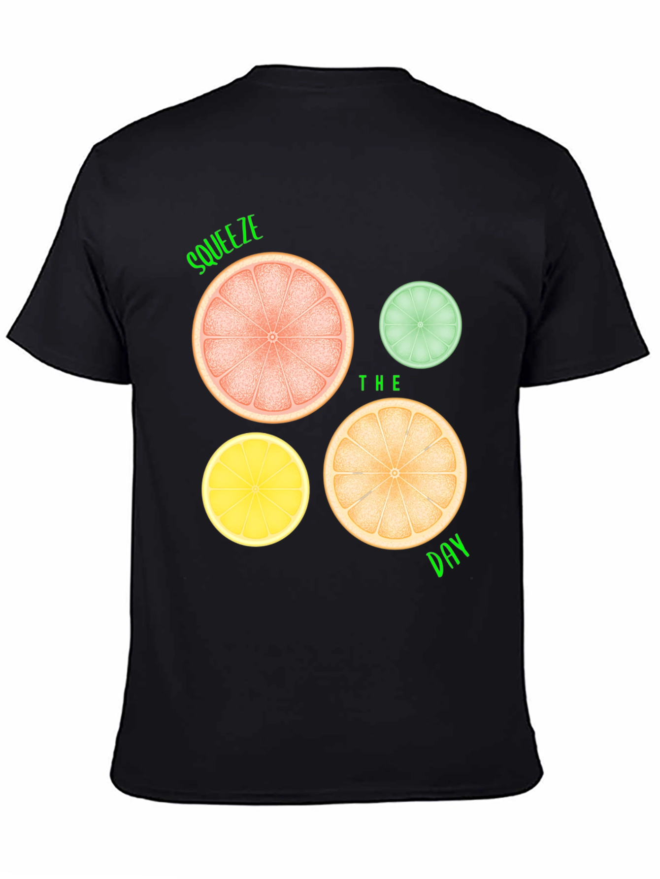 Black Squeeze the Day Graphic Tee - Citrus Fruit Design view 4