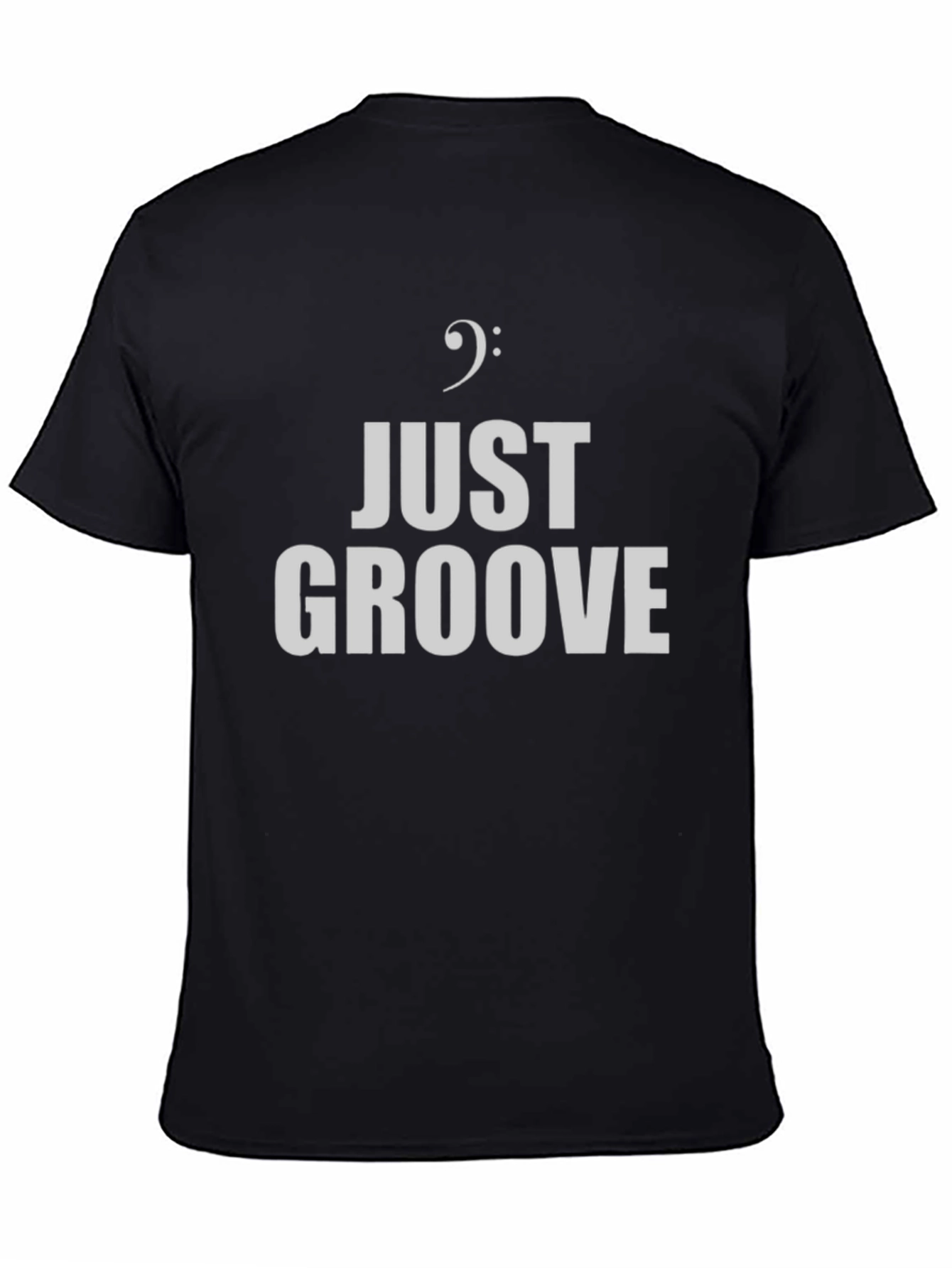 Black Just Groove Music T-Shirt - Bass Clef Graphic Tee view 4