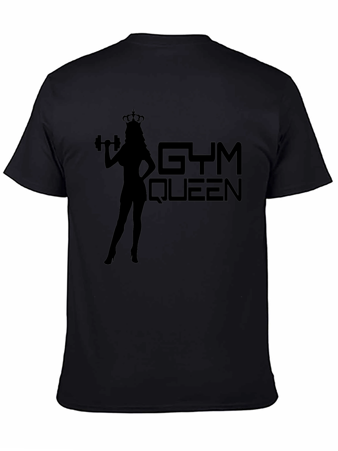 Black Gym Queen Graphic Tee - Black Fitness T-Shirt view 4