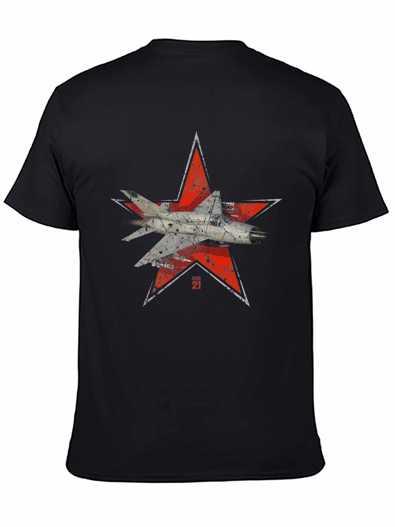 Black MiG-21 Jet Fighter T-Shirt view 4