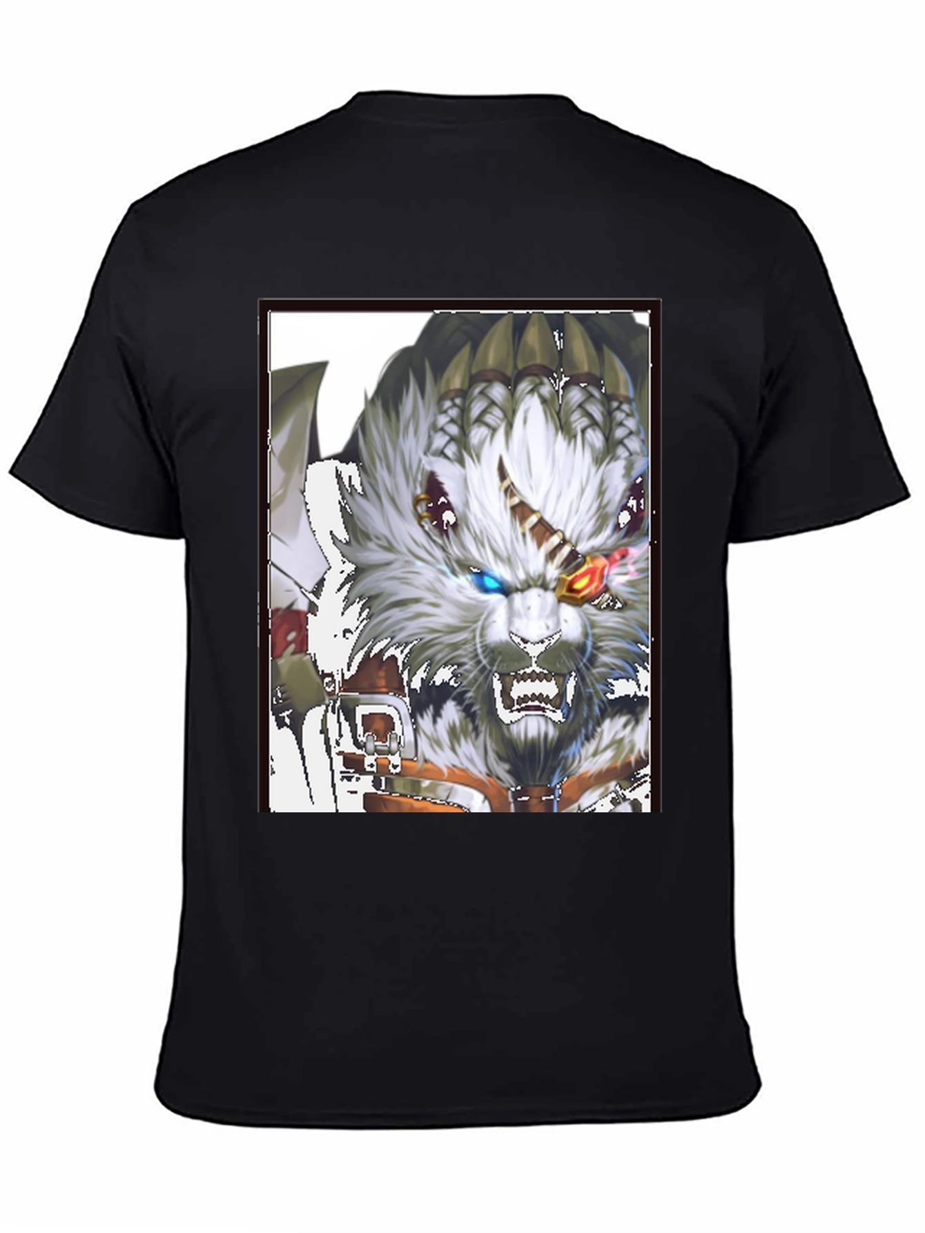 Black Bold Graphic Print Tee - Fierce Fantasy Wolf view 4