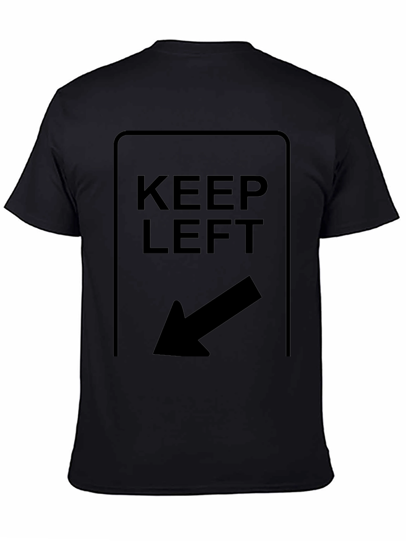Black Keep Left T-Shirt - Directional Arrow Design view 4