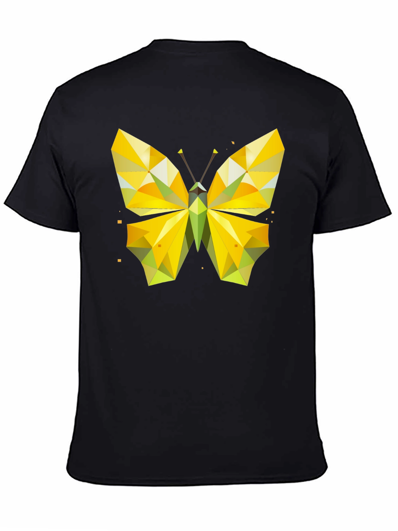 Black Geometric Butterfly Graphic Tee - Stylish Men's Black T-Shirt view 4