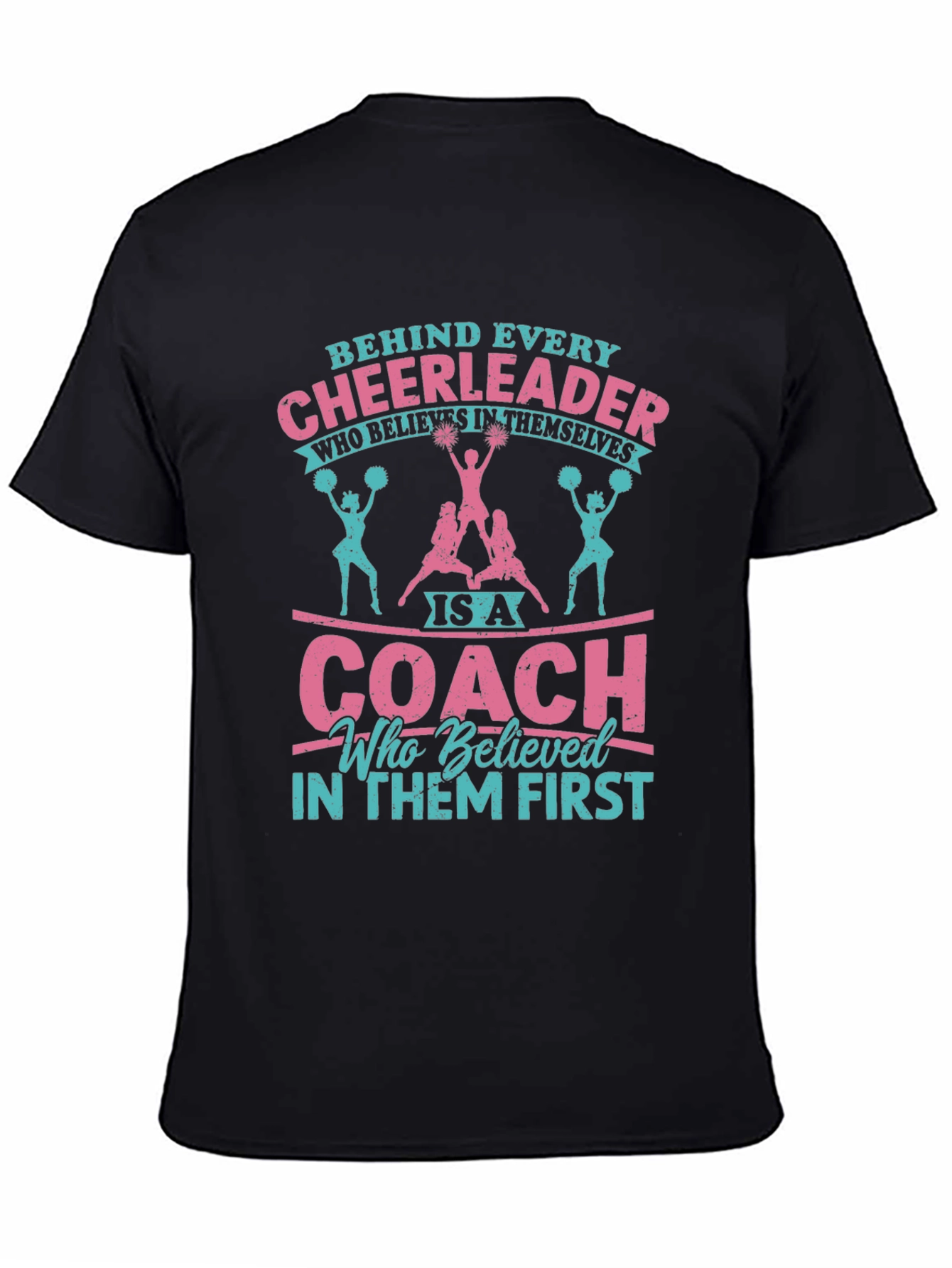 Black Cheerleader Coach Graphic Tee - Black Cotton Blend view 4