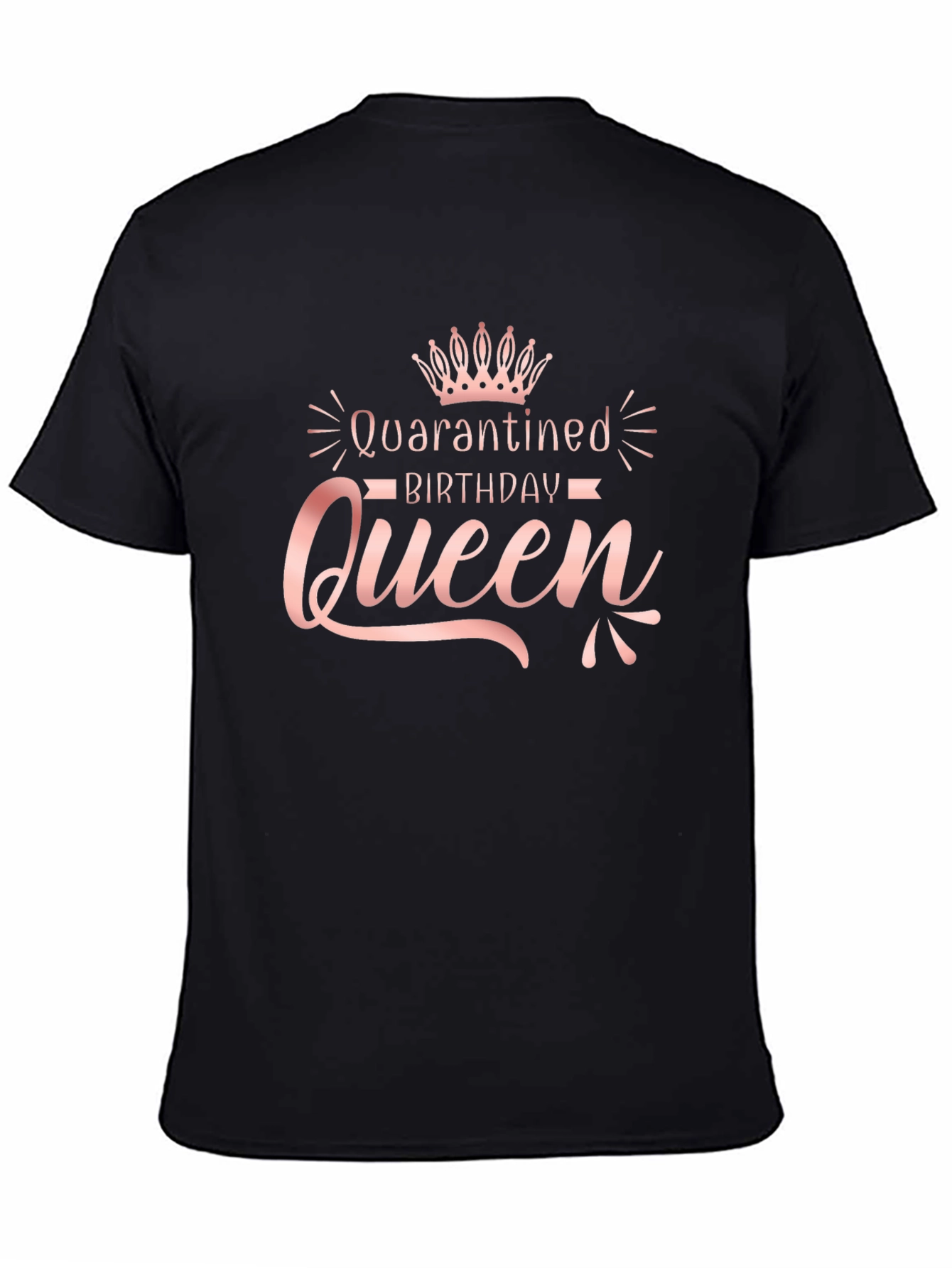 Black Quarantined Birthday Queen T-Shirt view 4