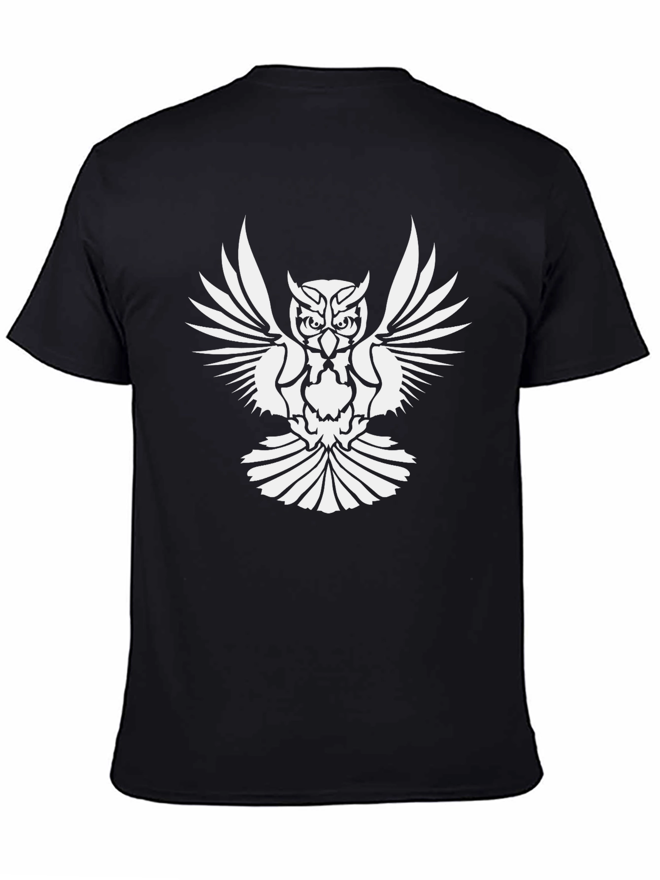 Black Owl Graphic Print Black T-Shirt view 4
