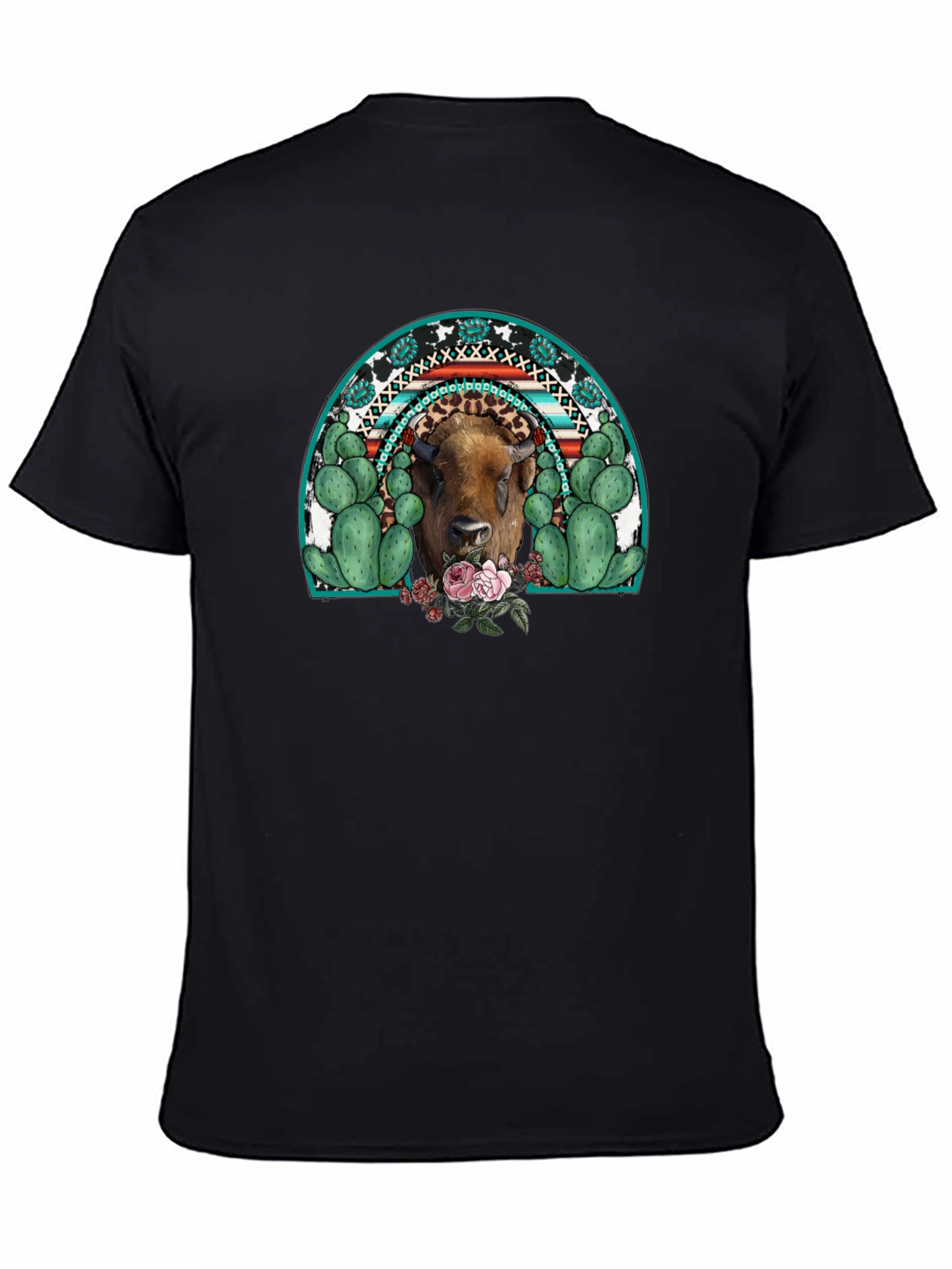 Black Buffalo Rainbow Graphic Tee - Western Style view 4