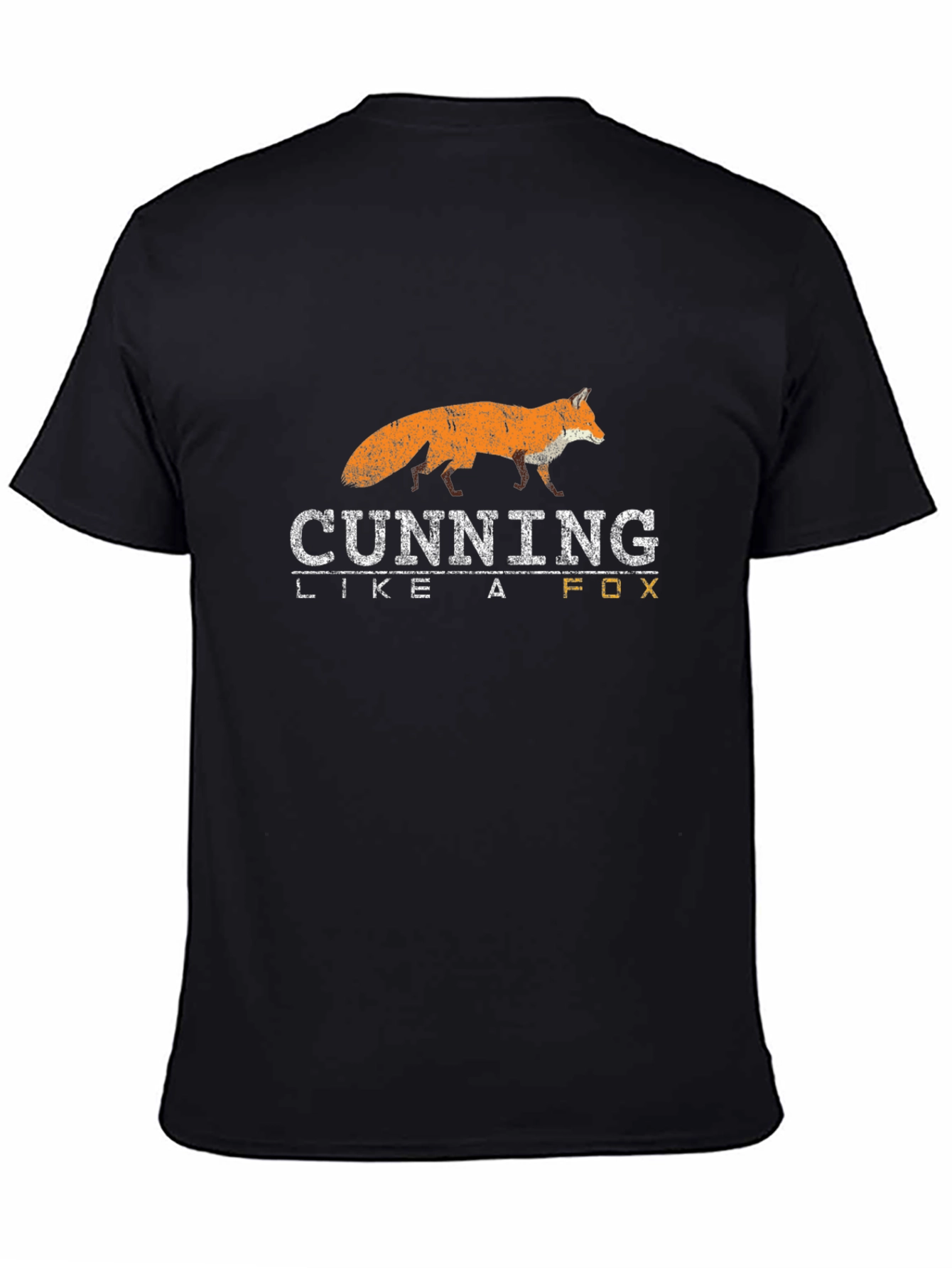 Black Cunning Like a Fox T-Shirt - Black Crew Neck Tee view 4