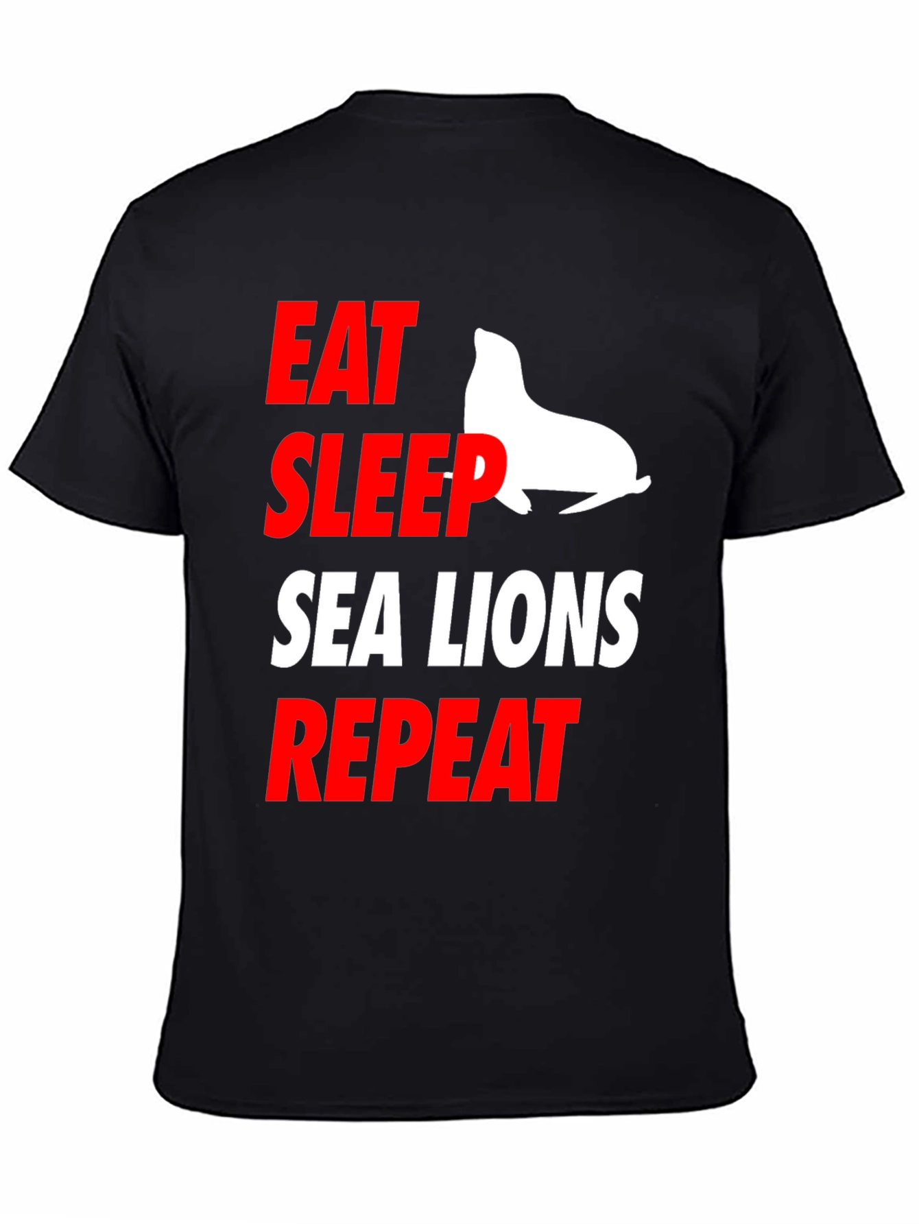 Black Eat Sleep Sea Lions Repeat Graphic Tee view 4