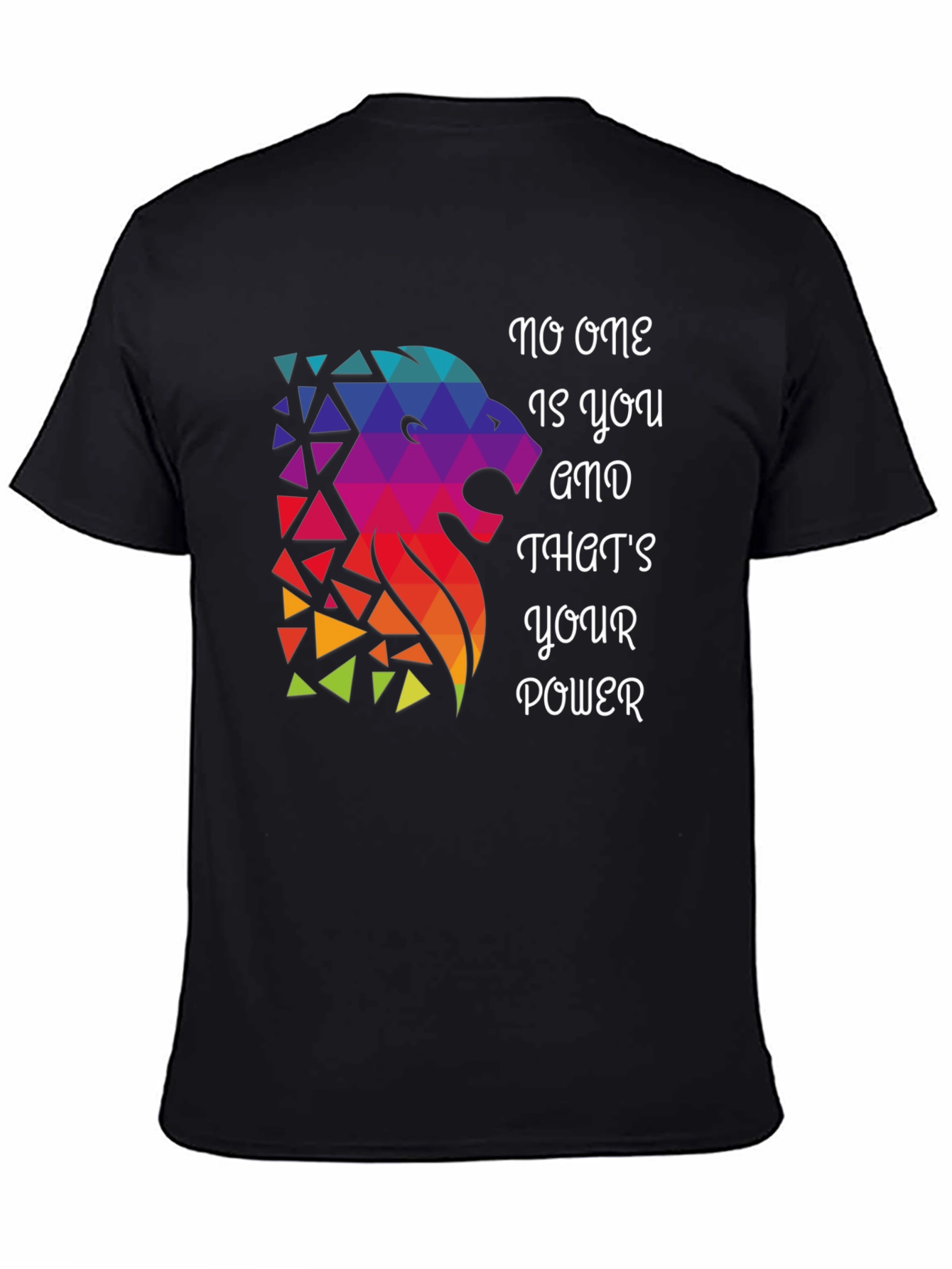 Black Geometric Lion Graphic T-Shirt - Motivational Design view 4