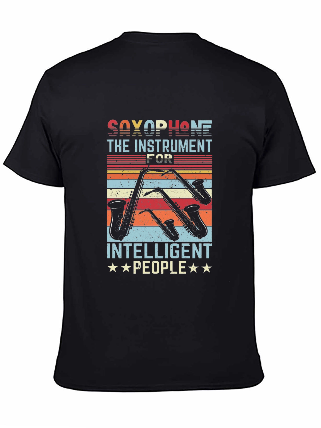 Black Saxophone Player T-Shirt - Instrument for Intelligent People view 4
