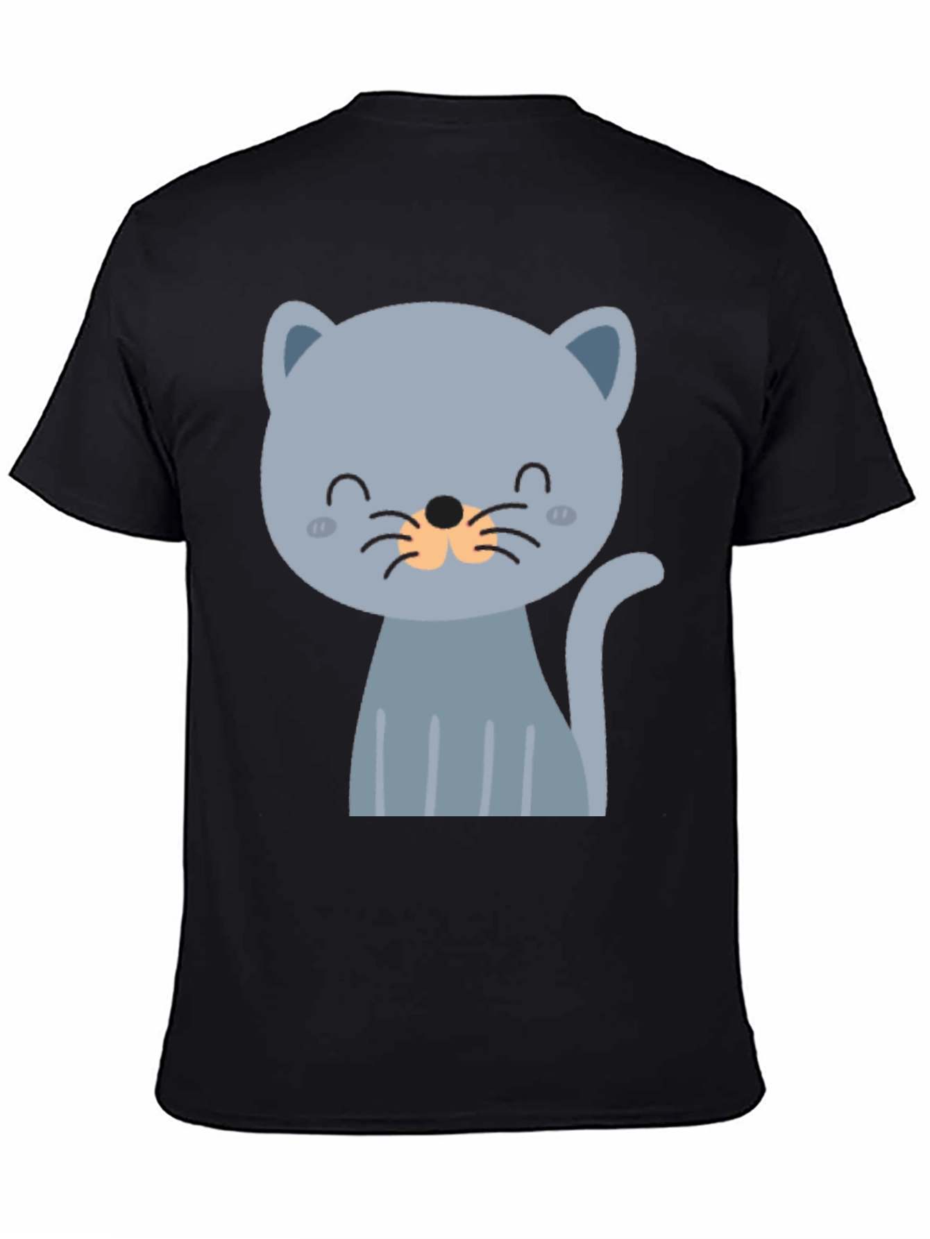 Black Cute Cartoon Cat Graphic T-Shirt view 4