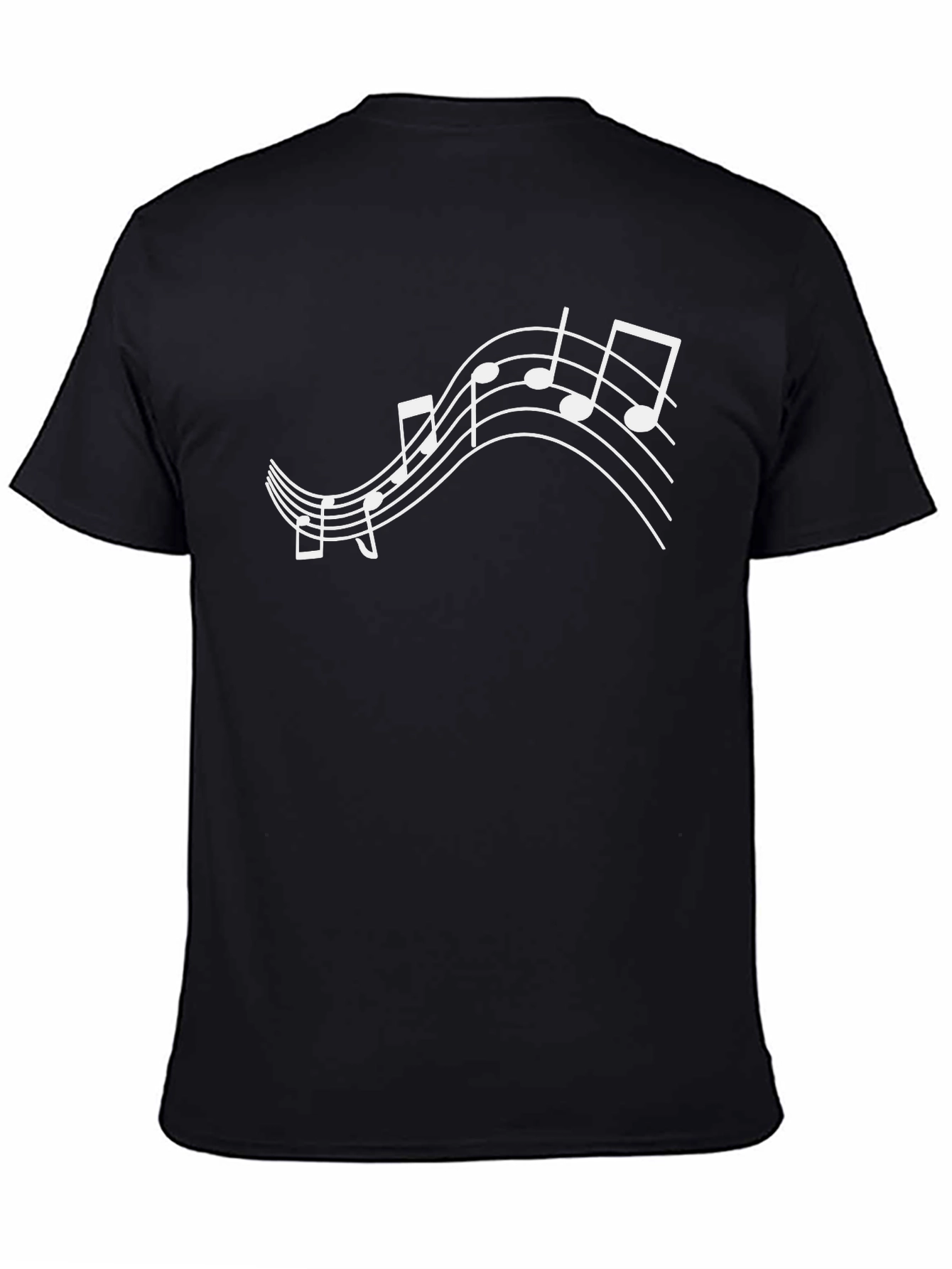 Black Musical Notes Graphic Tee - Black Cotton T-Shirt view 4