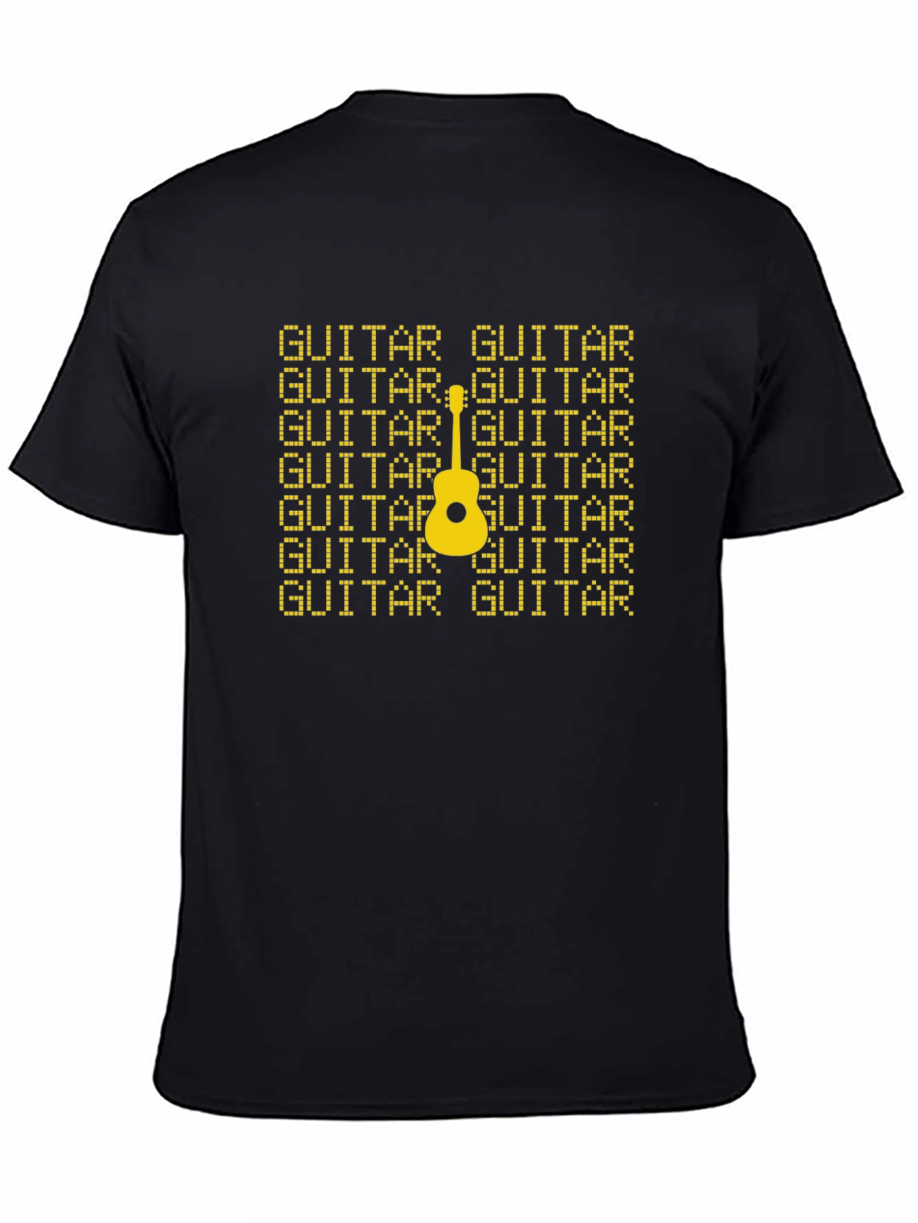 Black Guitar Patterned Graphic T-Shirt view 4