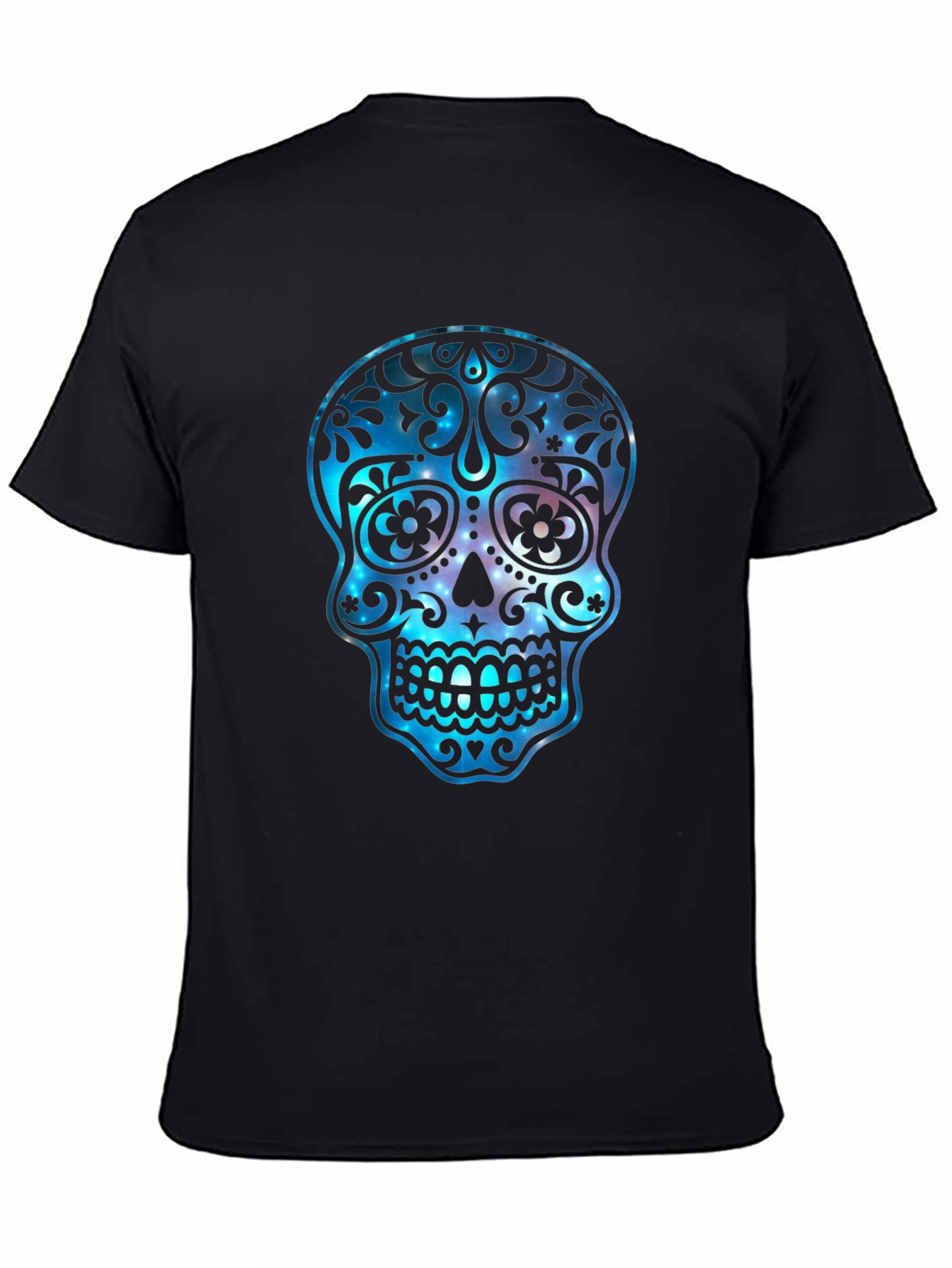 Black Sugar Skull Galaxy Graphic T-Shirt view 4