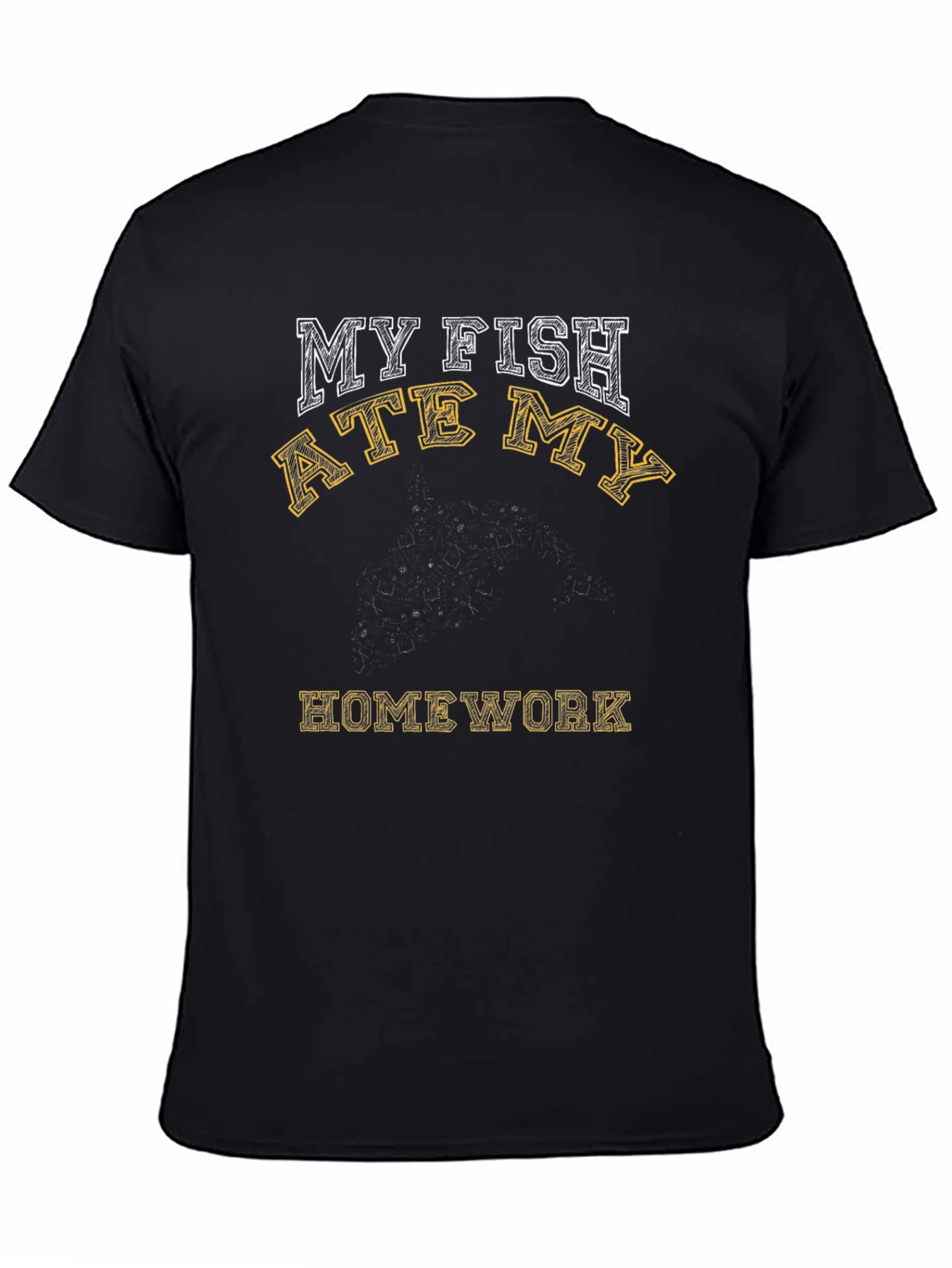 Black Funny "My Fish Ate My Homework" Graphic Tee view 4